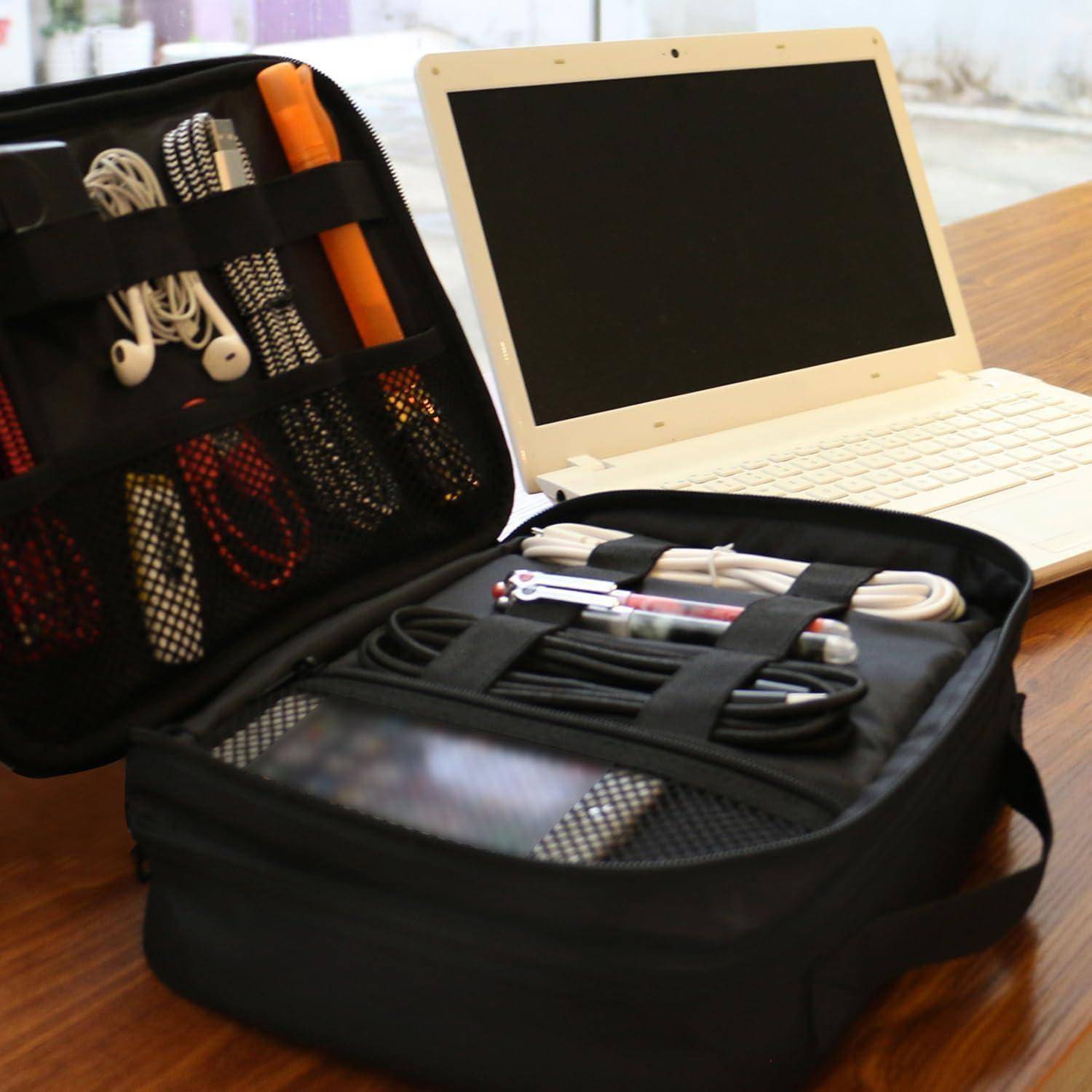 Kabel Organizer Tasche 3 Schicht Kabelorganizer für Handy, Schwarz