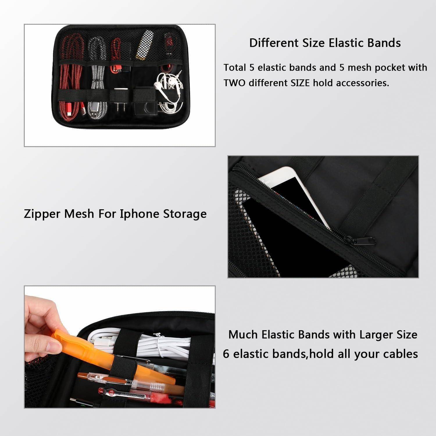 Kabel Organizer Tasche 3 Schicht Kabelorganizer für Handy, Schwarz