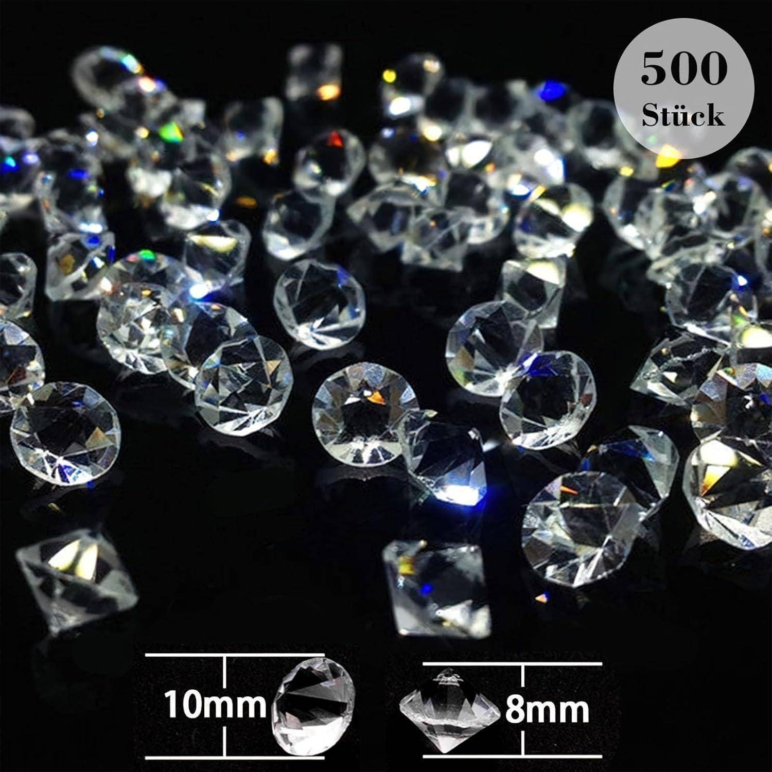 500 Stück 10mm Glas Diamanten Kristalledelsteine Hochzeit Mittelstück