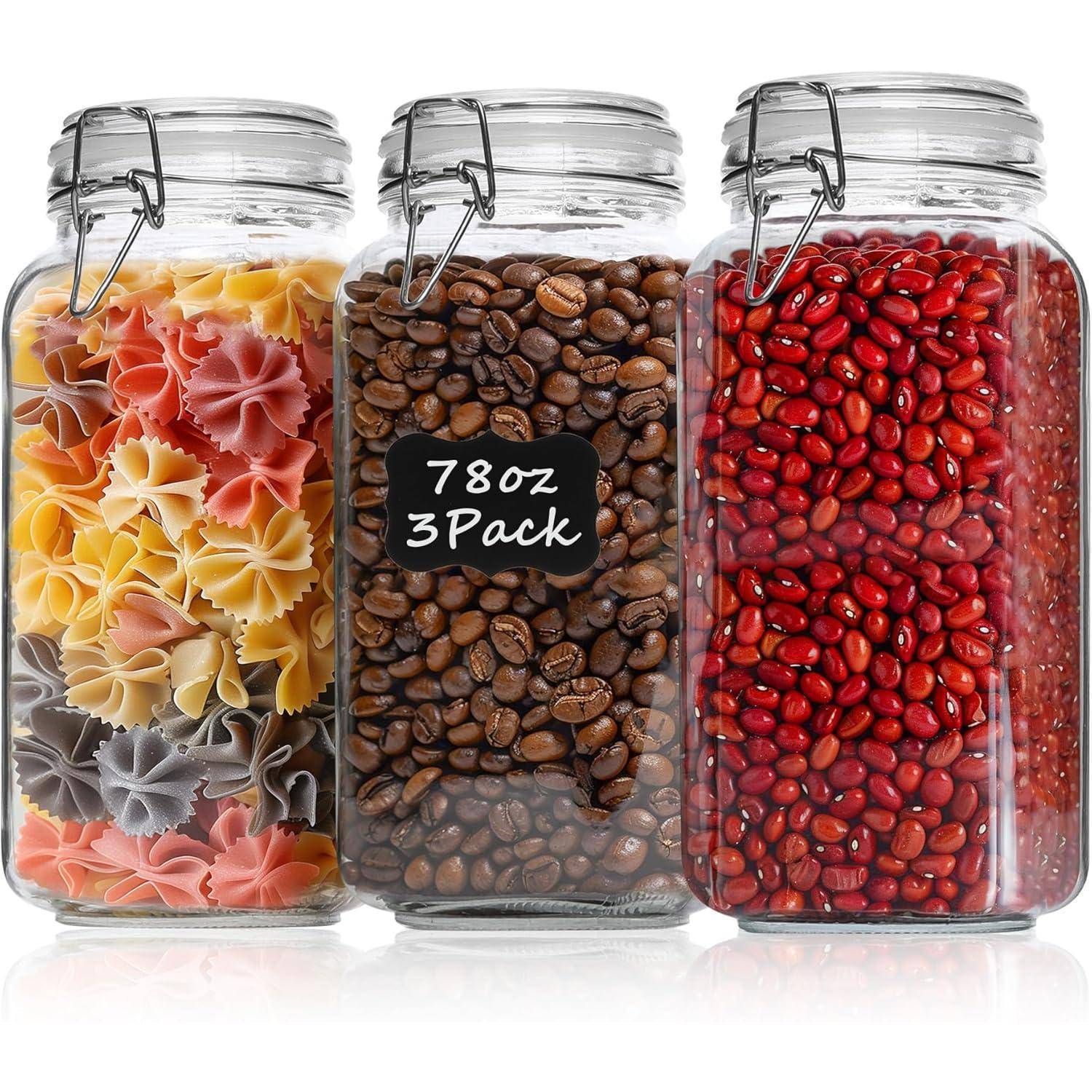 Luftdichtes Vorratsglas 2,3L Eckig Drahtbügelverschluss 3er-Set