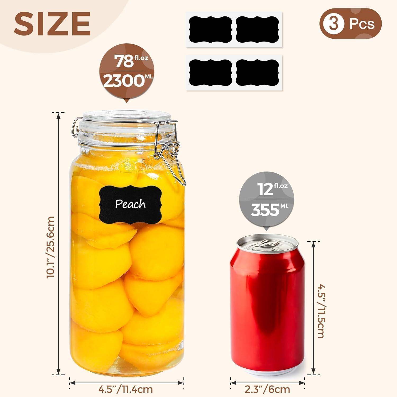 Luftdichtes Vorratsglas 2,3L Eckig Drahtbügelverschluss 3er-Set