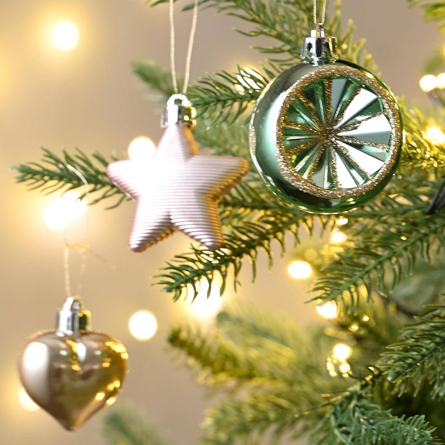Weihnachtskugeln 70tlg Plastik Christbaumkugeln Mintgrün Rosa Gold
