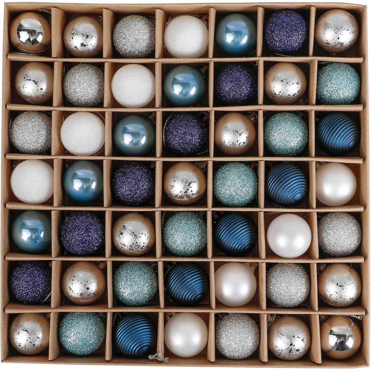 49 Weihnachtskugeln 3CM Silber Blau Glänzend GlitzerndMatt OTTO
