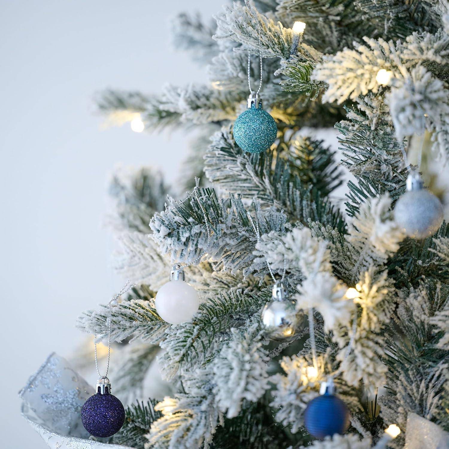 49 Weihnachtskugeln 3CM Silber Blau Glänzend GlitzerndMatt OTTO