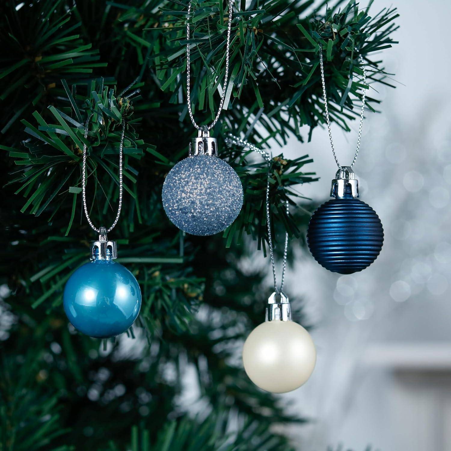49 Weihnachtskugeln 3CM Silber Blau Glänzend GlitzerndMatt OTTO