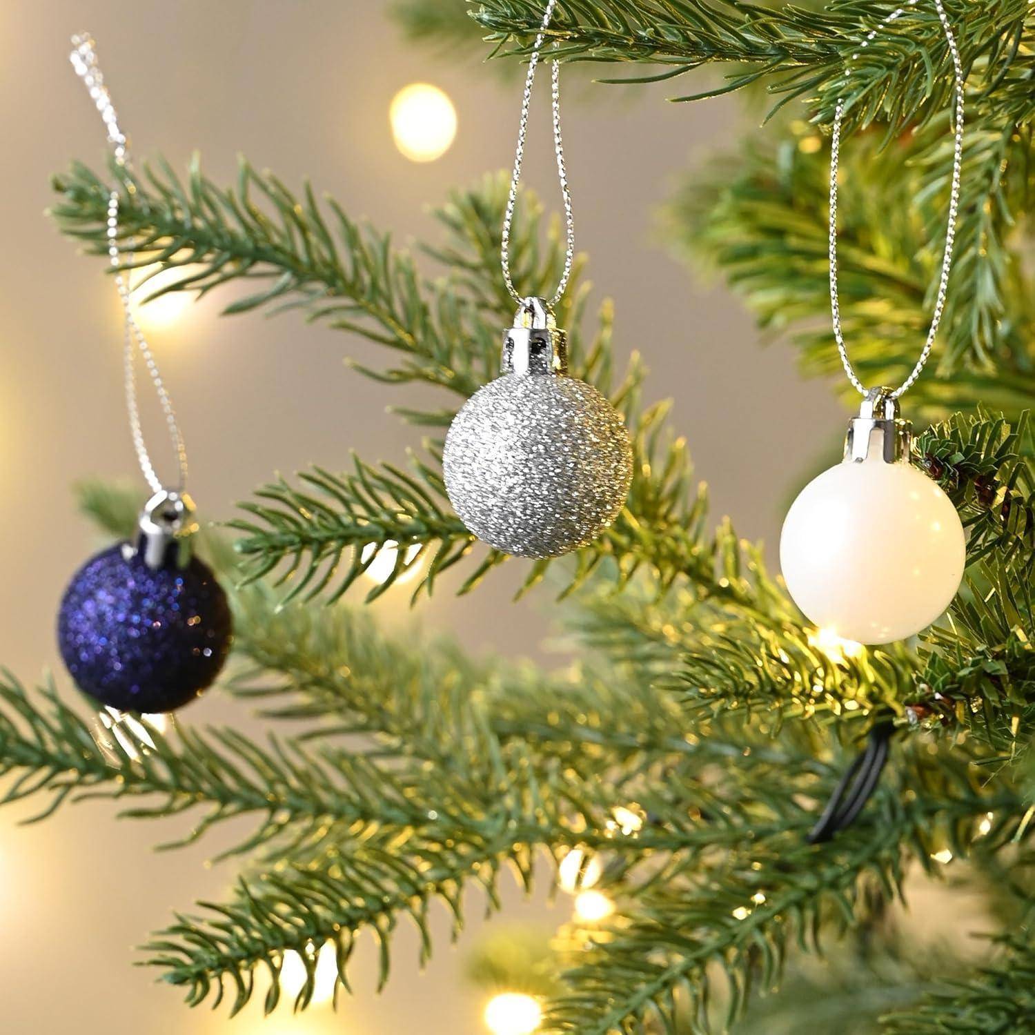 49 Weihnachtskugeln 3CM Silber Blau Glänzend GlitzerndMatt OTTO