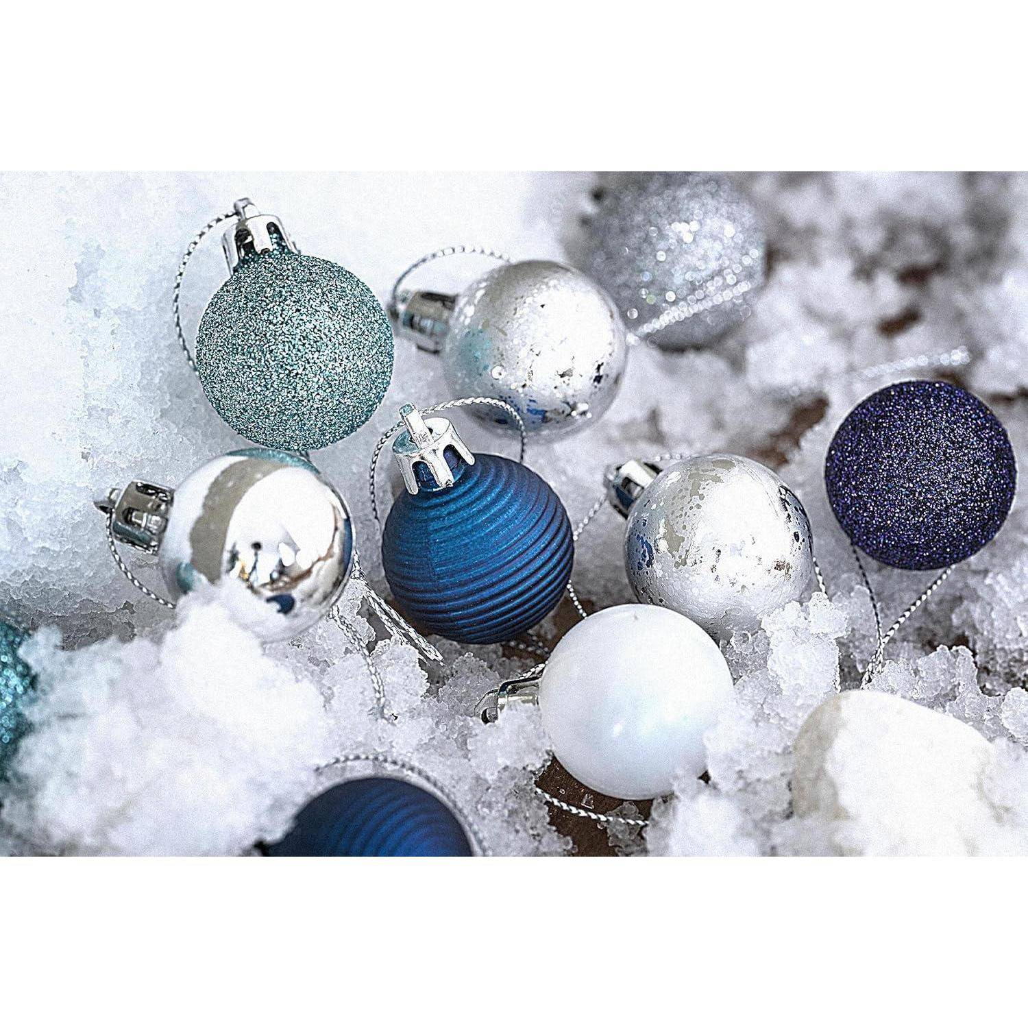 49 Weihnachtskugeln 3CM Silber Blau Glänzend GlitzerndMatt OTTO