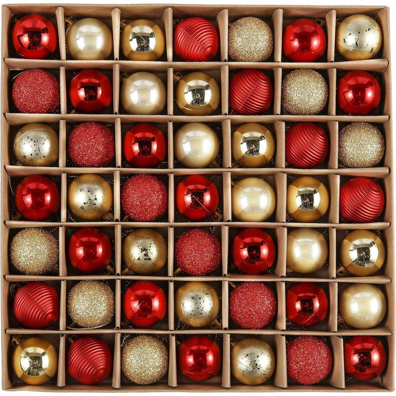 Weihnachtskugeln 49 Stücke 3CM Kunststoff Christbaumkugeln Rot Gold