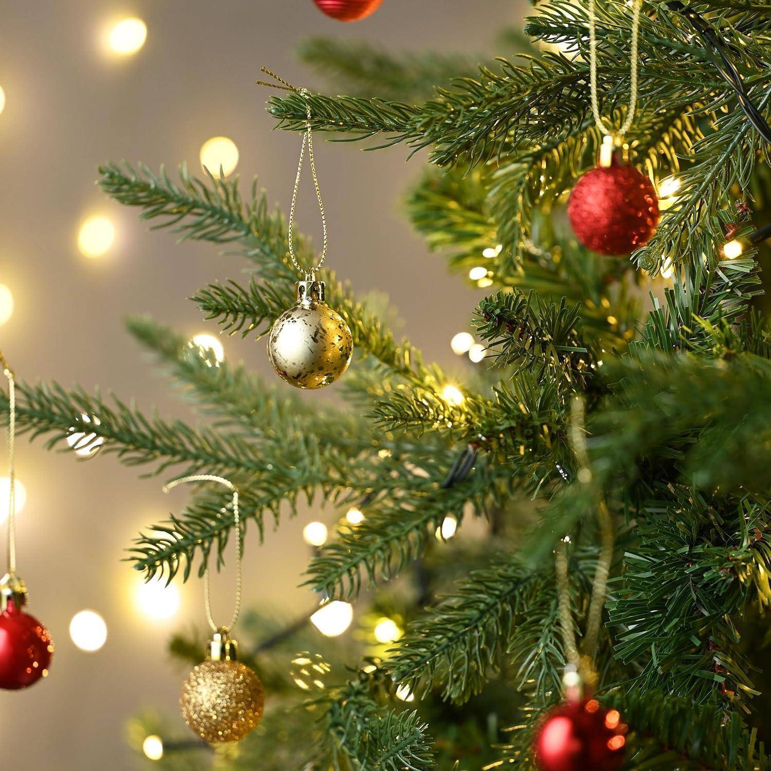 Weihnachtskugeln 49 Stücke 3CM Kunststoff Christbaumkugeln Rot Gold