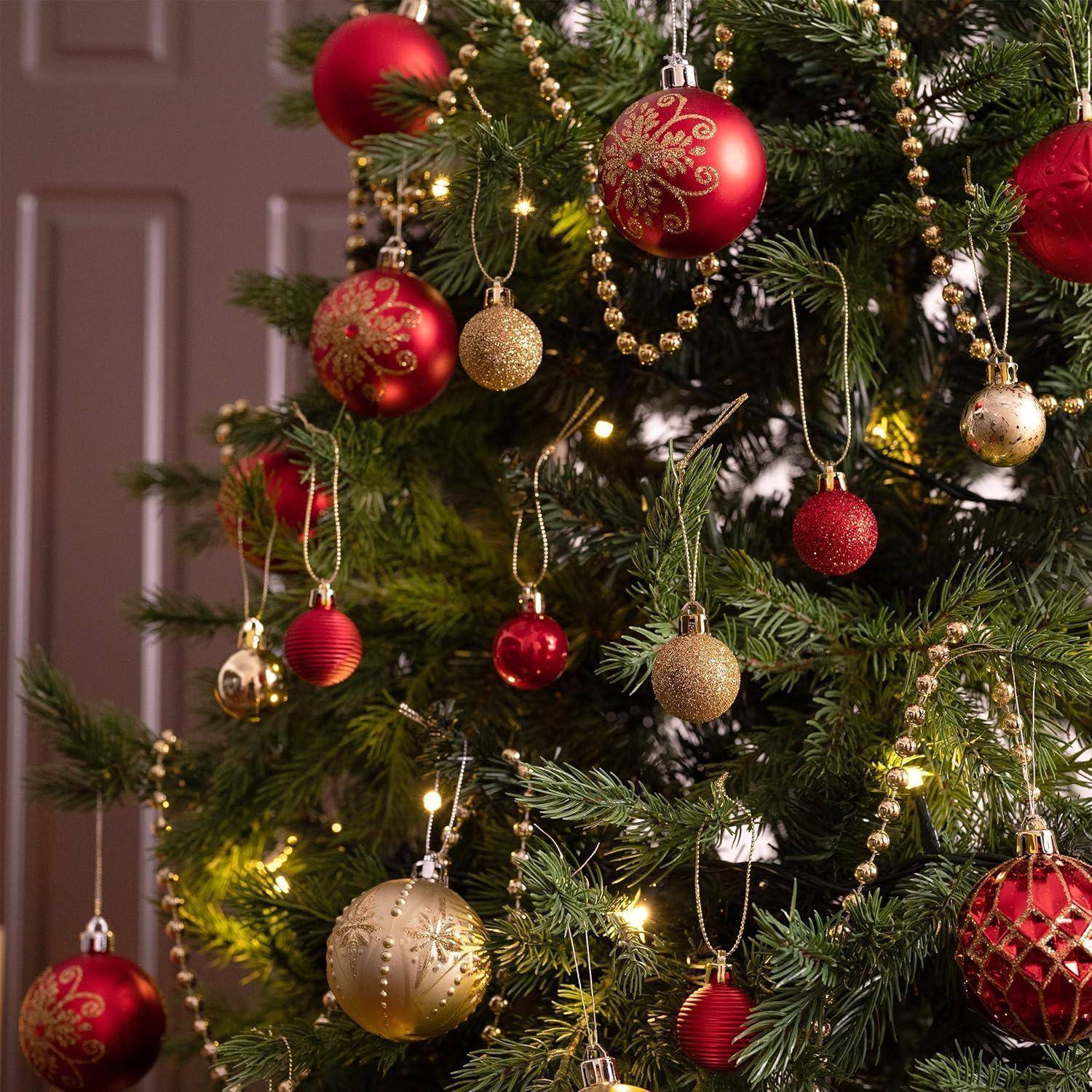 Weihnachtskugeln 49 Stücke 3CM Kunststoff Christbaumkugeln Rot Gold