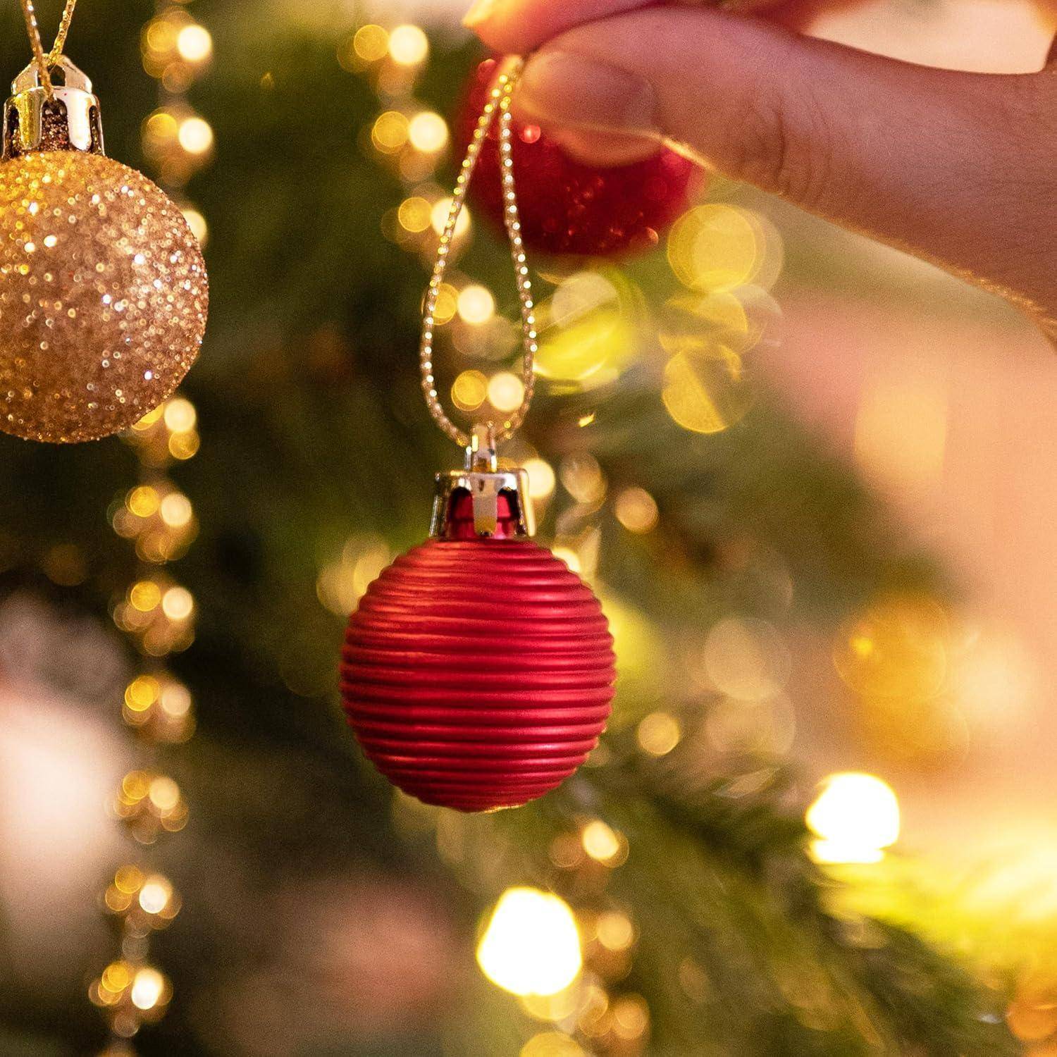 Weihnachtskugeln 49 Stücke 3CM Kunststoff Christbaumkugeln Rot Gold