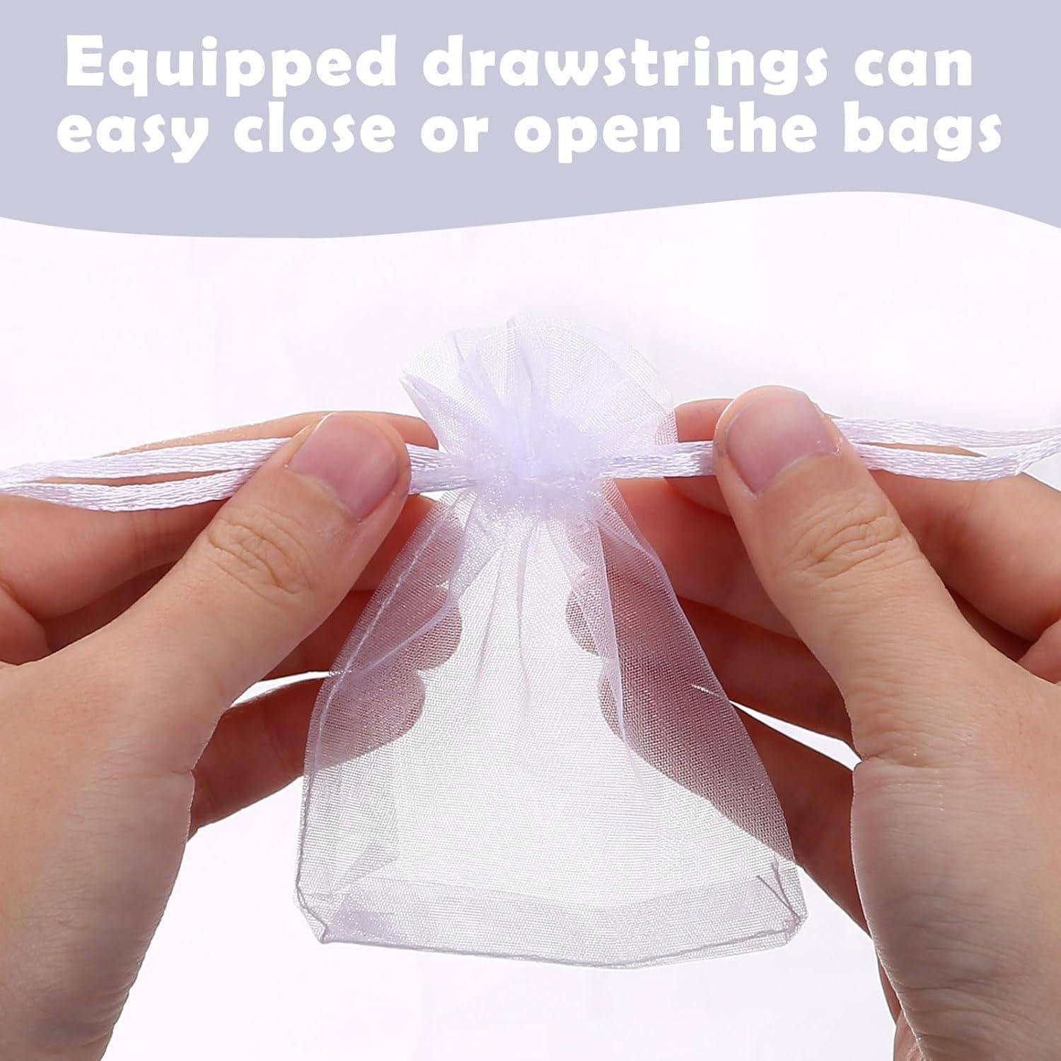 120x Organza Säckchen Weiß Schmucksäckchen Geschenktüten 7x9cm