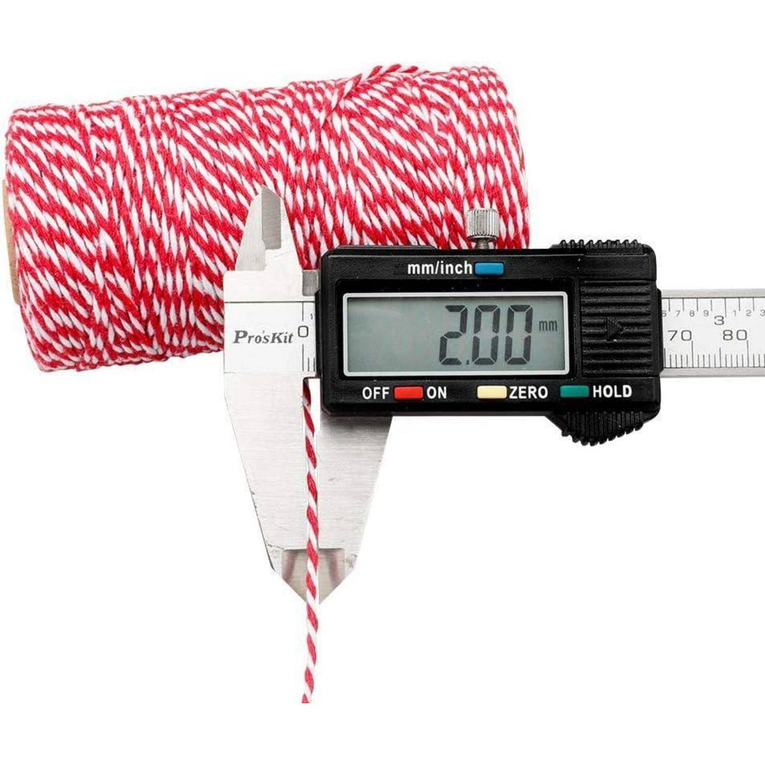 Schnur Baumwolle Rot Weiß 2mm*100m(2Roll) Rot Weiß