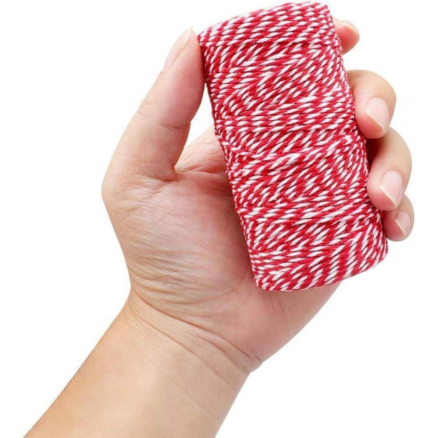 Schnur Baumwolle Rot Weiß 2mm*100m(2Roll) Rot Weiß