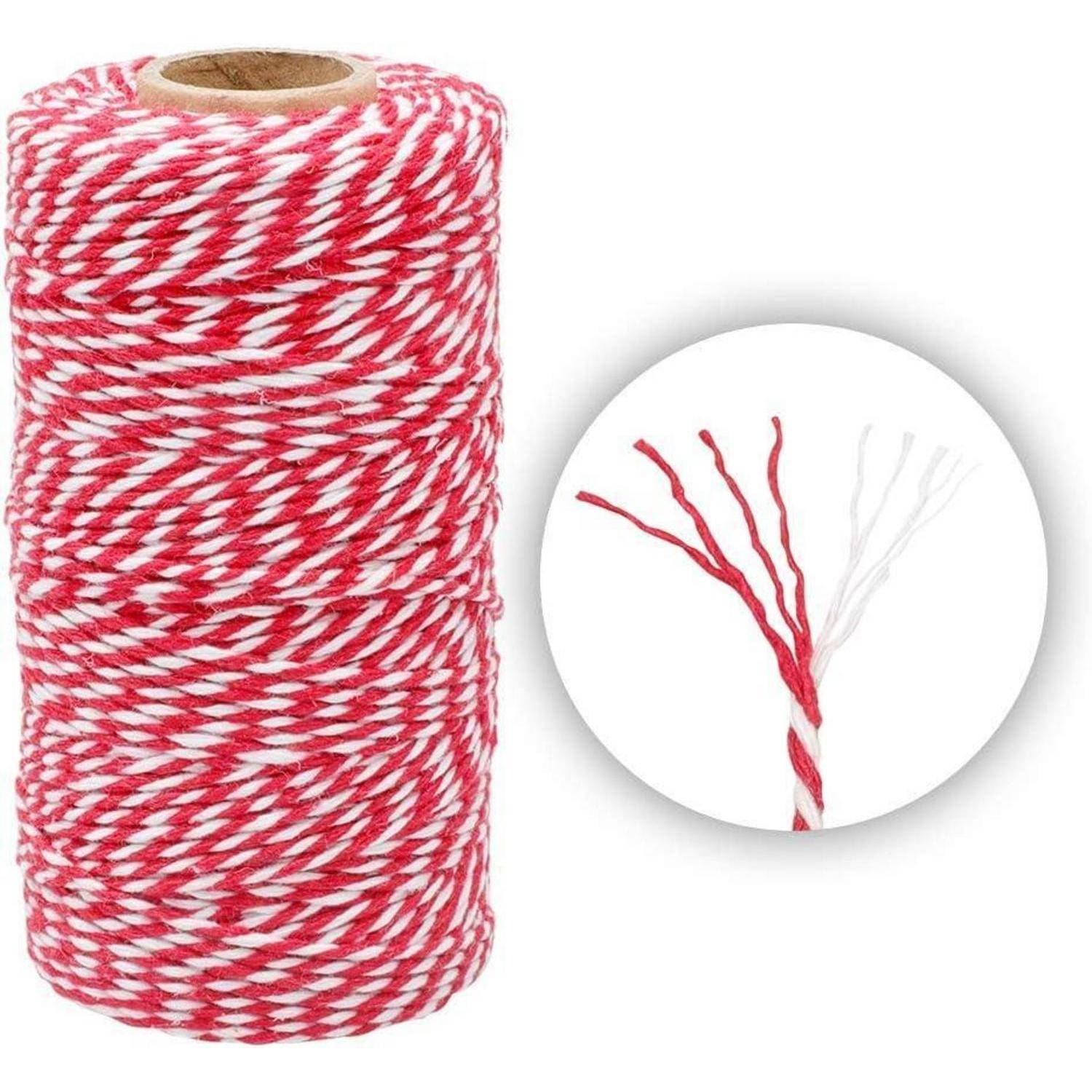 Schnur Baumwolle Rot Weiß 2mm*100m(2Roll) Rot Weiß