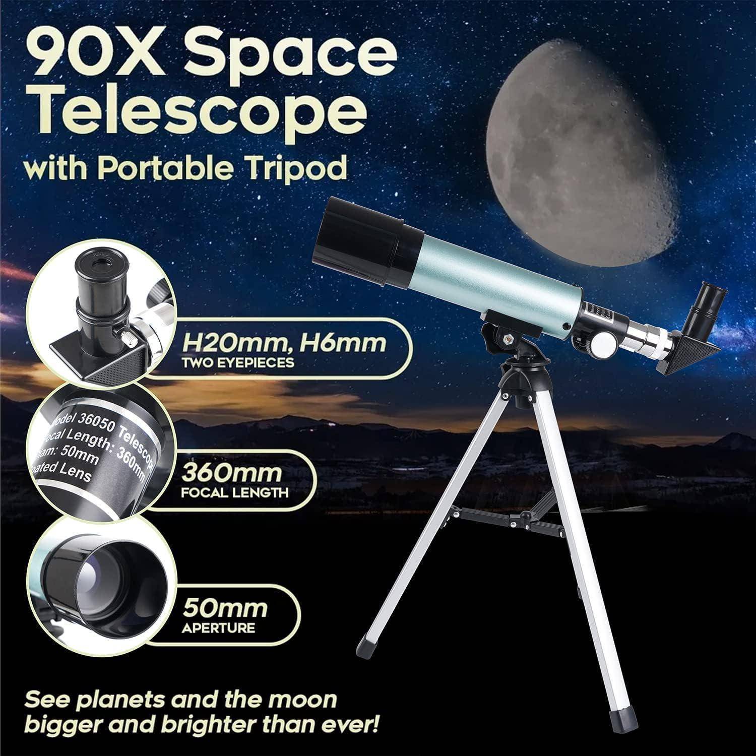 Kinder Teleskop 360/50mm Astronomisches Refraktor Fernrohr, Geschenke