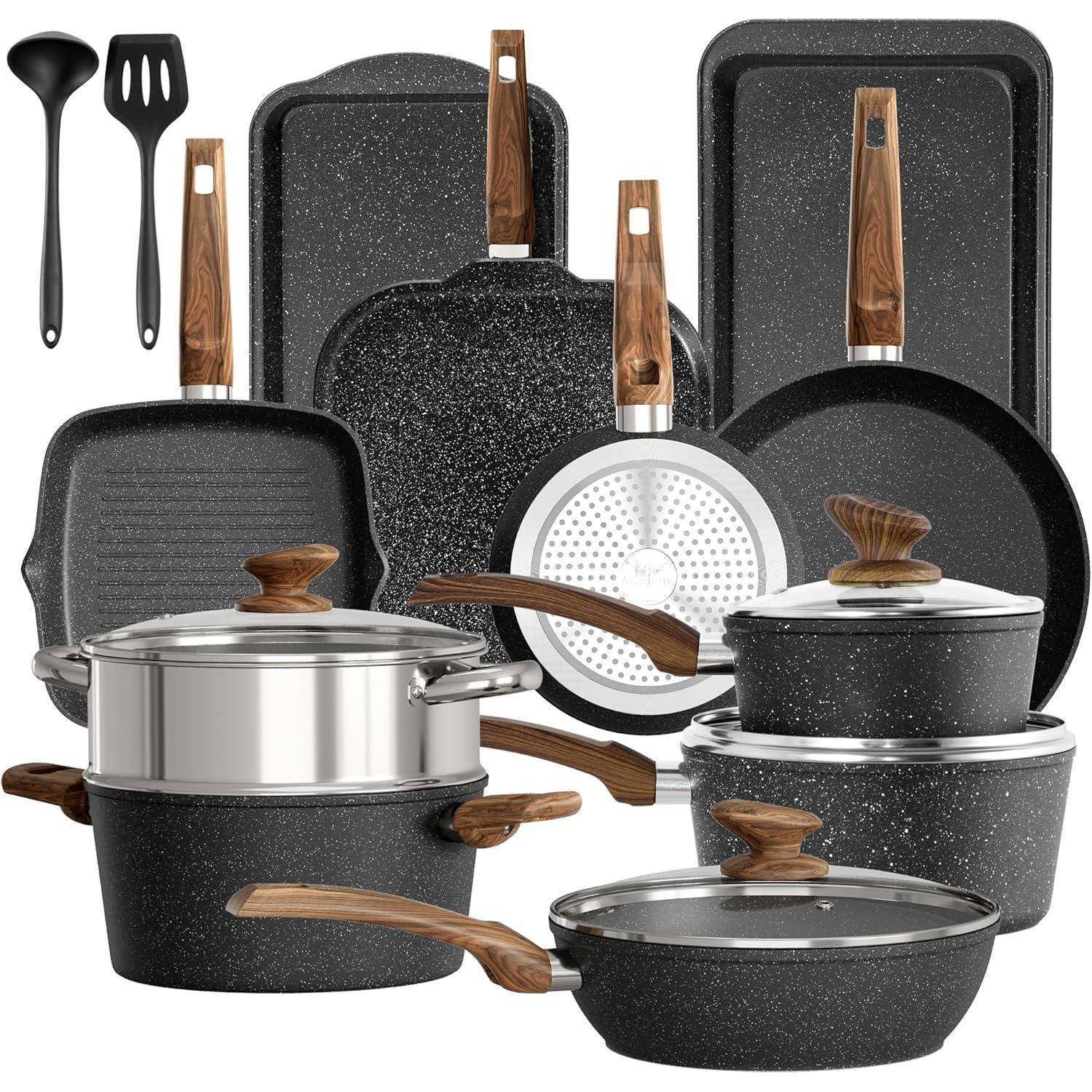 17-teiliges Induktions-Kochgeschirr-Set mit Granitbeschichtung und