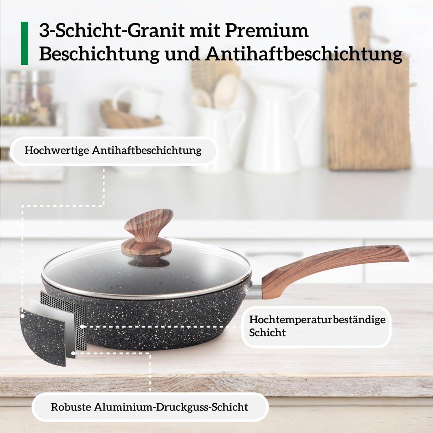 17-teiliges Induktions-Kochgeschirr-Set mit Granitbeschichtung und