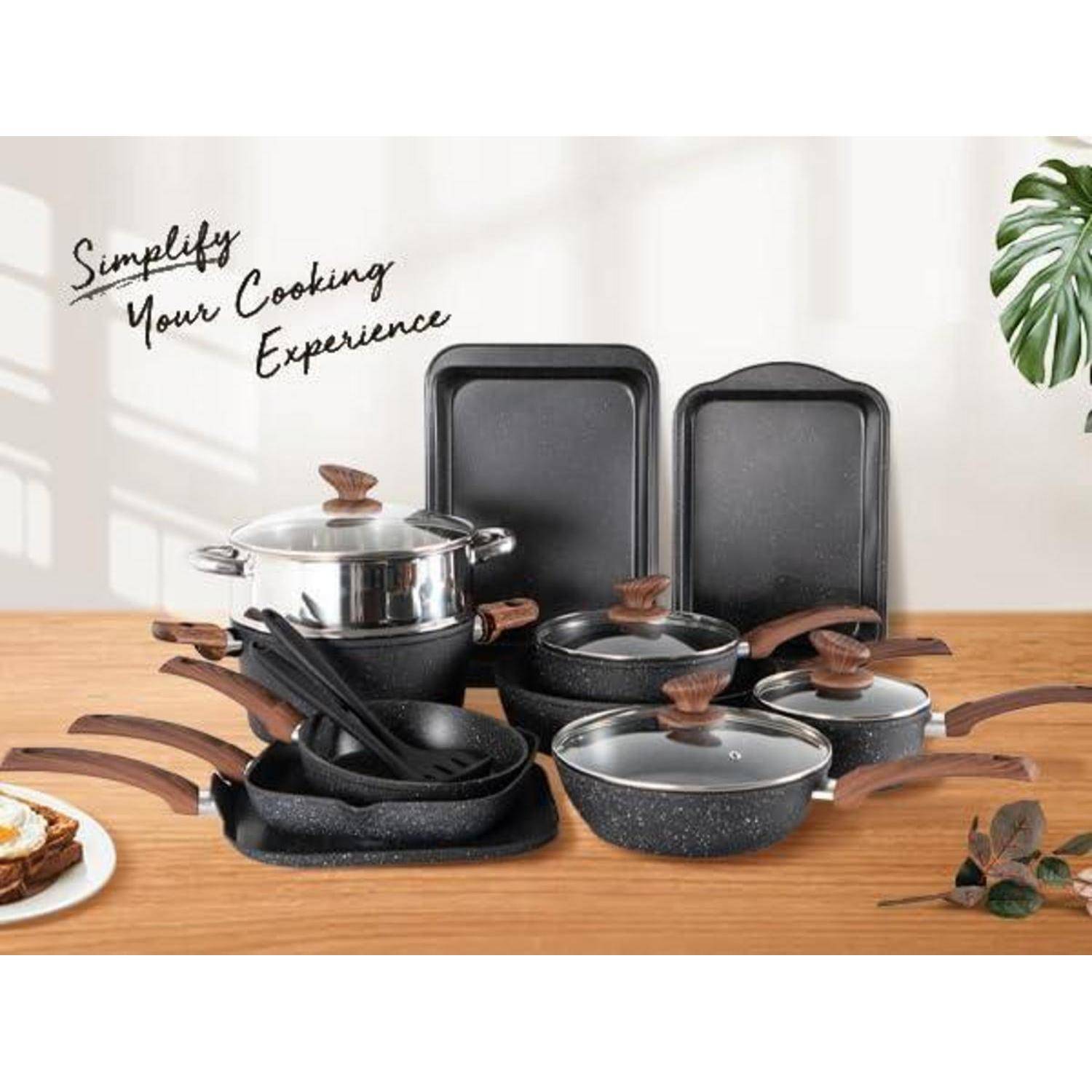 17-teiliges Induktions-Kochgeschirr-Set mit Granitbeschichtung und