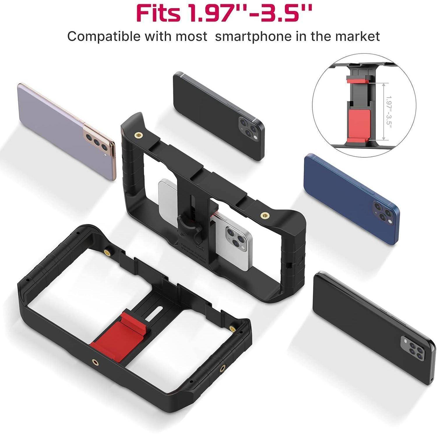 Smartphone Video Rig Stabilisator mit 3 Cold Shoe Mounts Halterung für