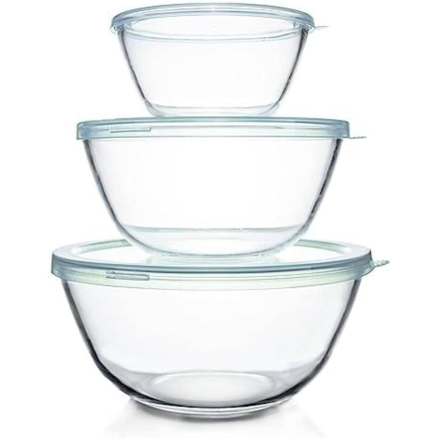 Glas Rührschüssel 3er-Set mit Deckel 4.2L 2.5L 1L für die Küche