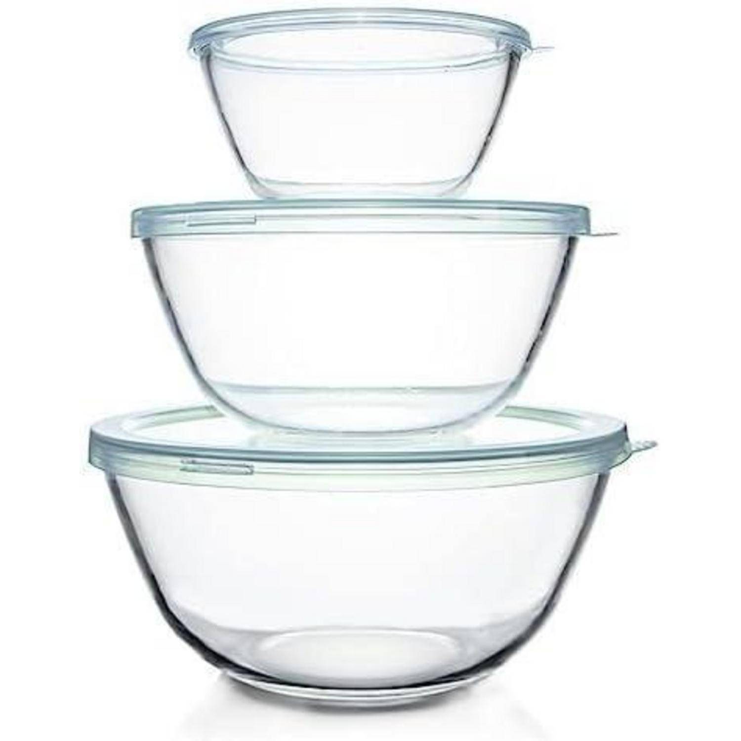 Glas Rührschüssel 3er-Set mit Deckel 4.2L 2.5L 1L für die Küche