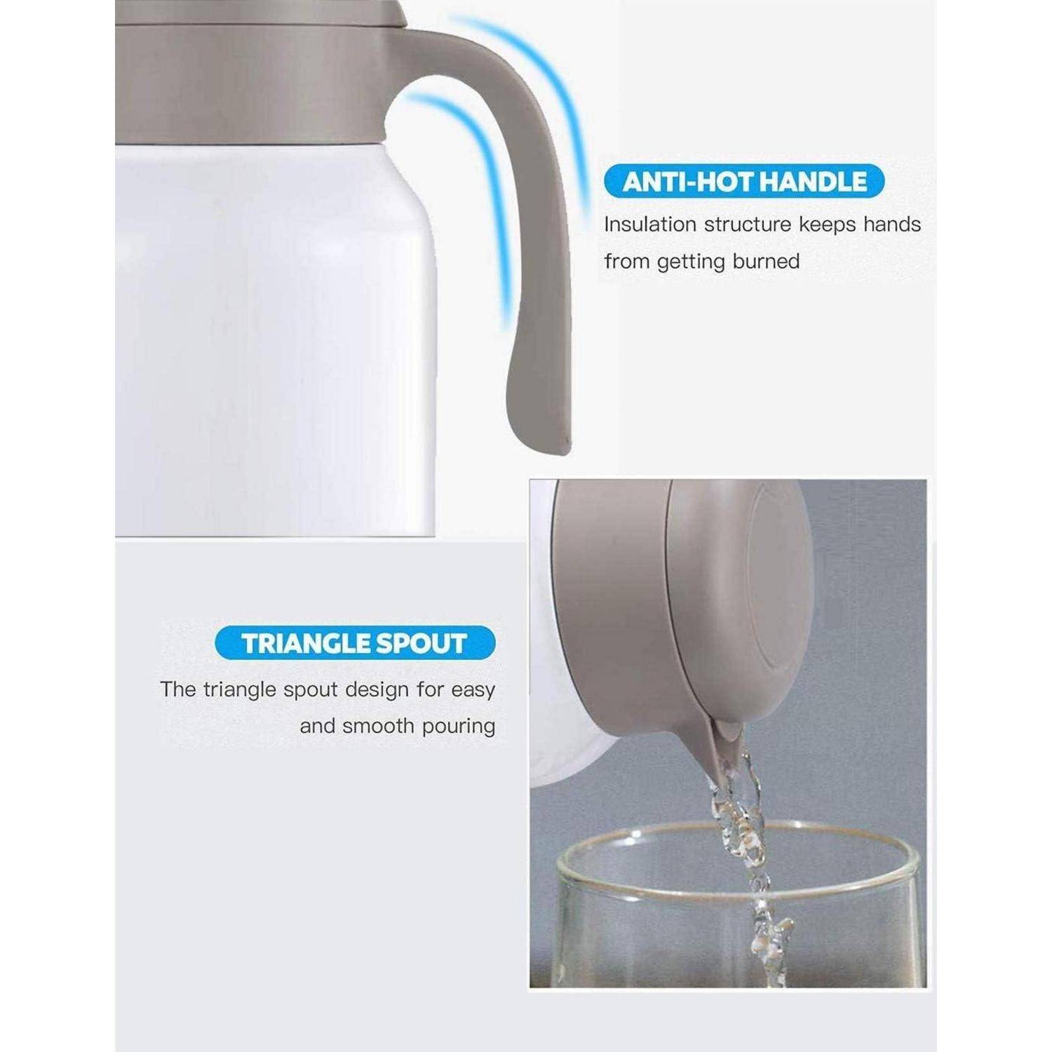 Thermoskanne 2L Edelstahl Doppelwand Vakuum Kaffee Tee Plunger