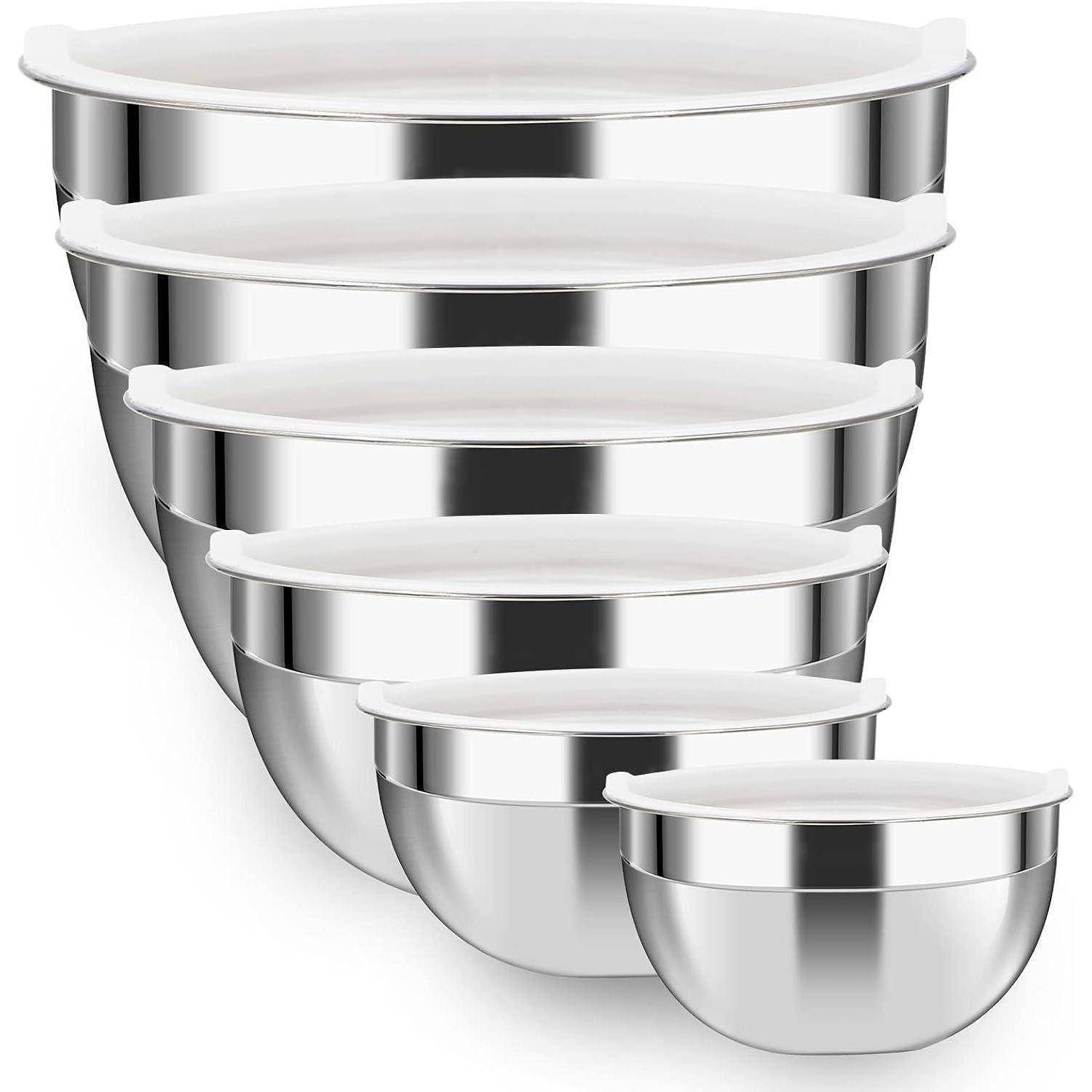 Edelstahl Schüssel Set 6-tlg. Salatschüssel mit Deckel
