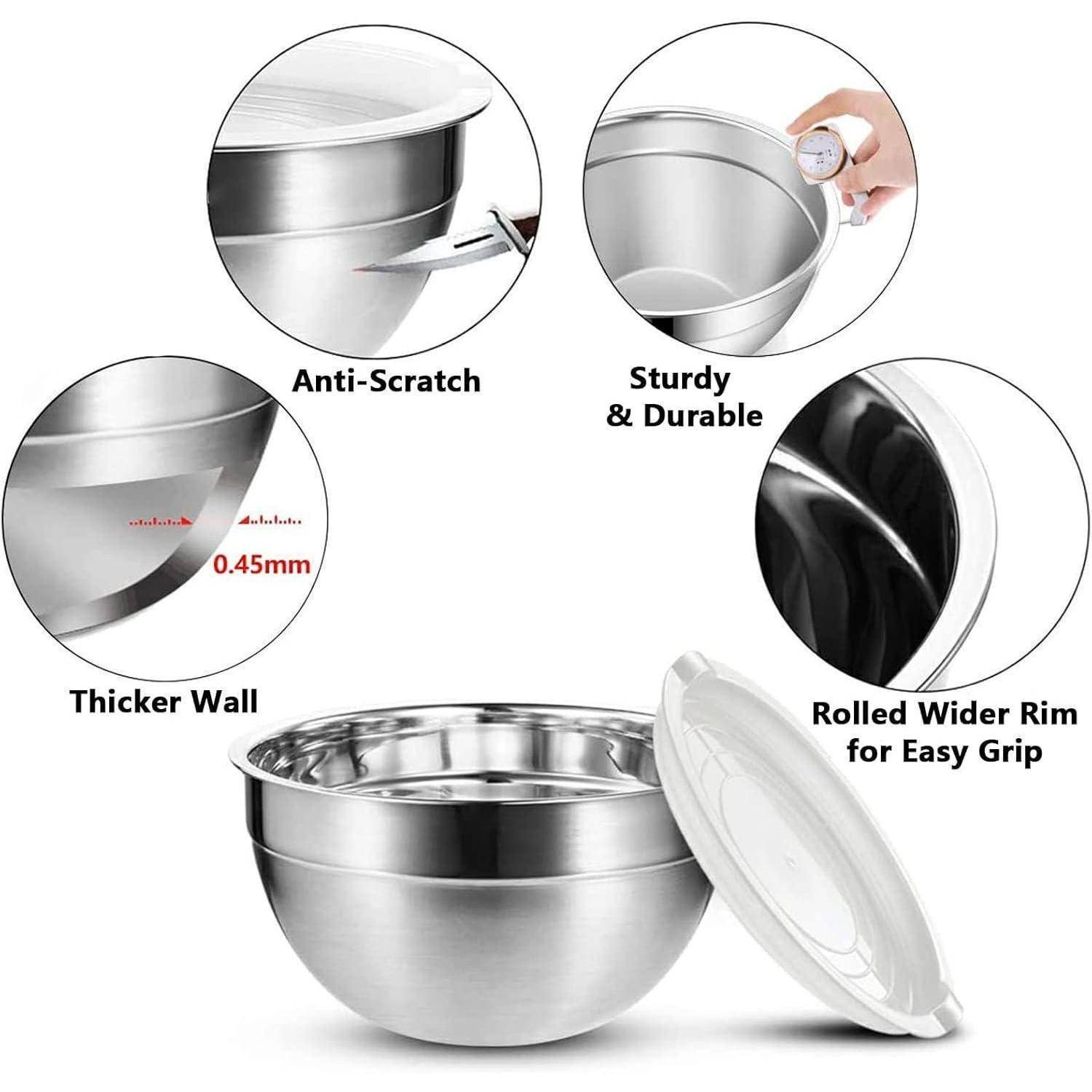 Edelstahl Schüssel Set 6-tlg. Salatschüssel mit Deckel