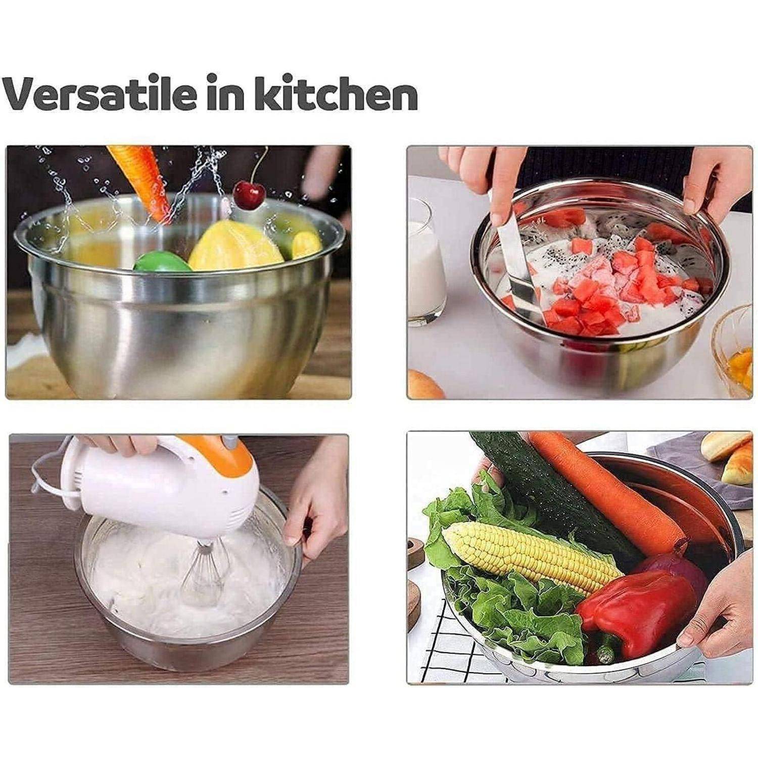 Edelstahl Schüssel Set 6-tlg. Salatschüssel mit Deckel
