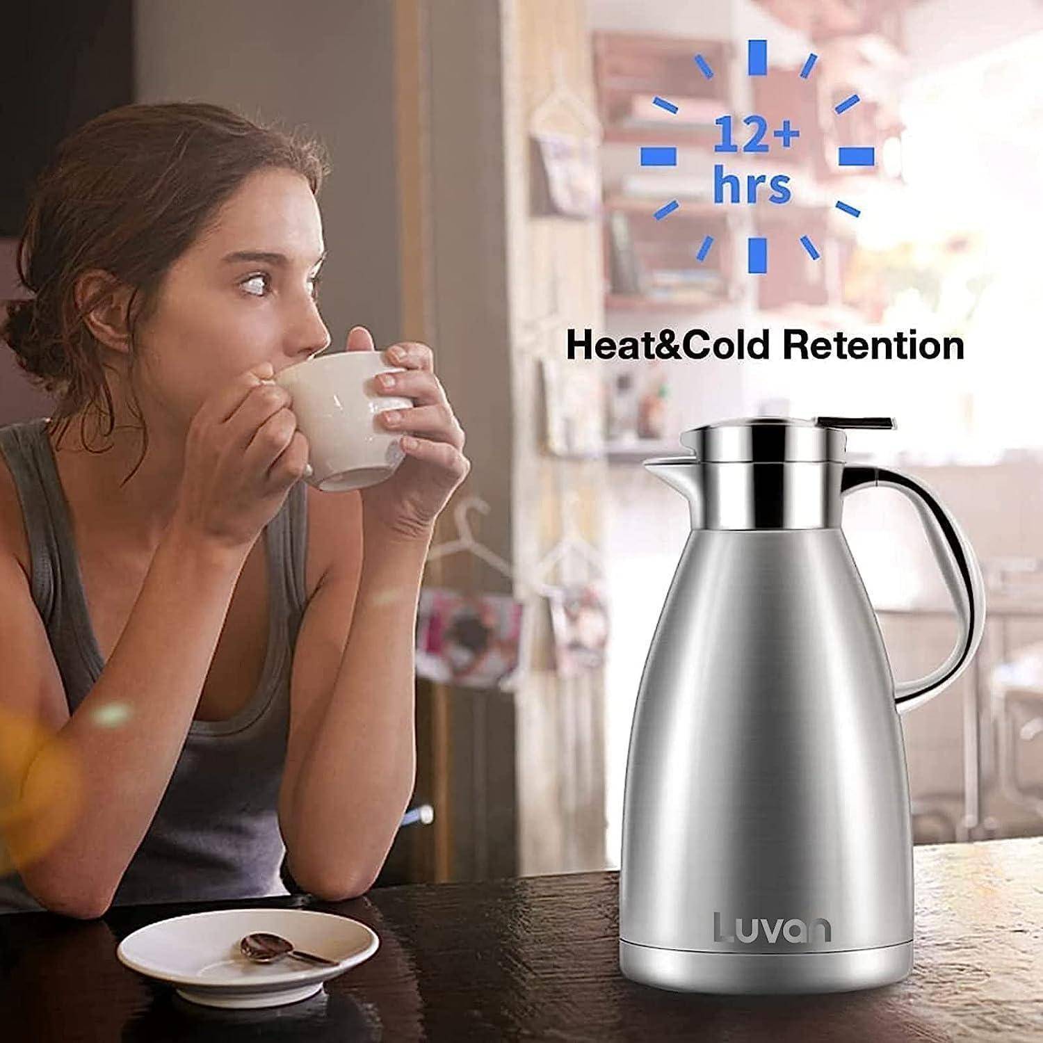 Thermoskanne 1,8L 304 Edelstahl Kaffee Isolierkanne 12h heiß 24h kalt