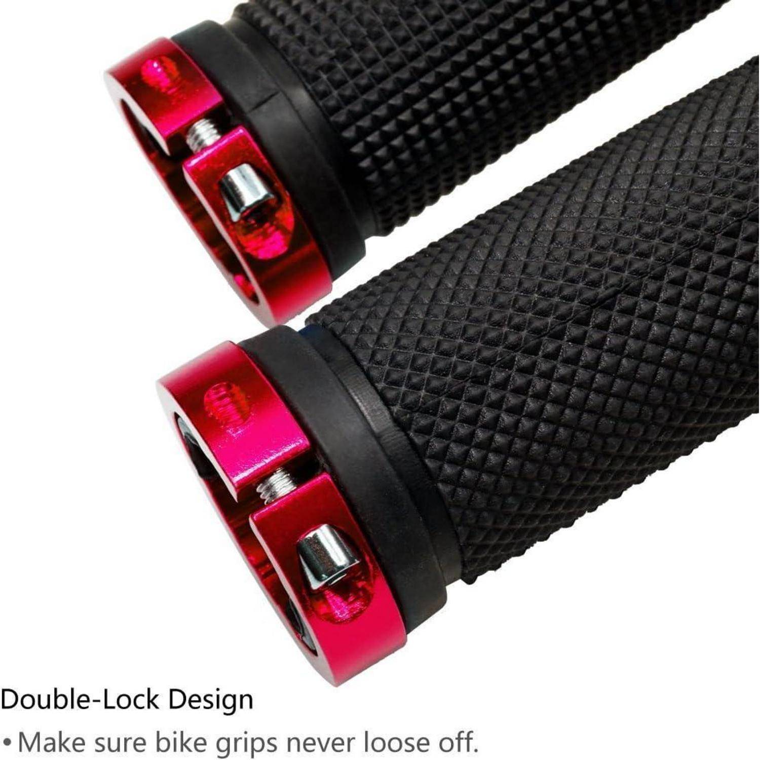 Fahrrad Lenker Griffe Gummi rutschfest Aluminium Lock Handgriff Rot