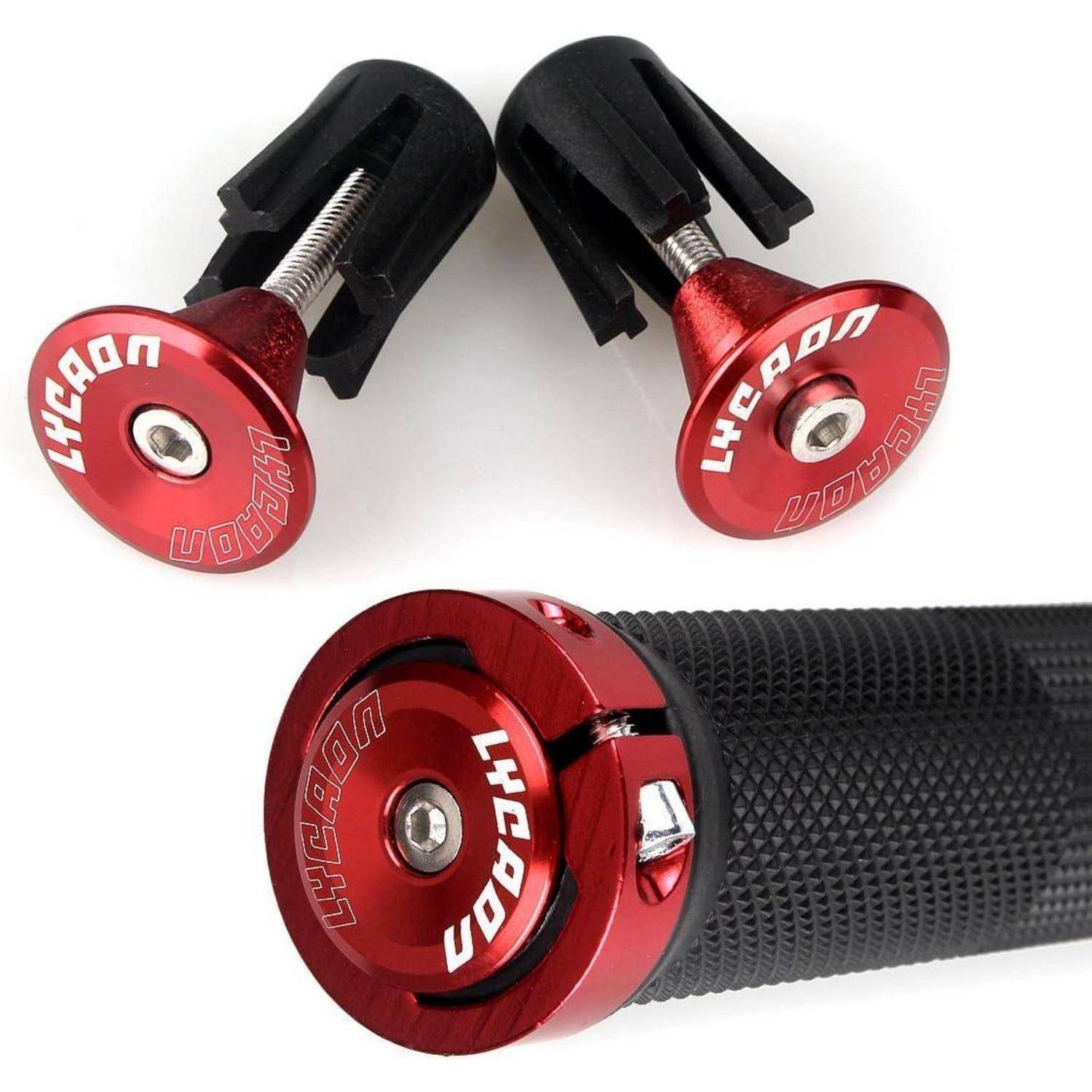 Fahrrad Lenker Griffe rutschfestes Gummi Aluminium Lock Rot
