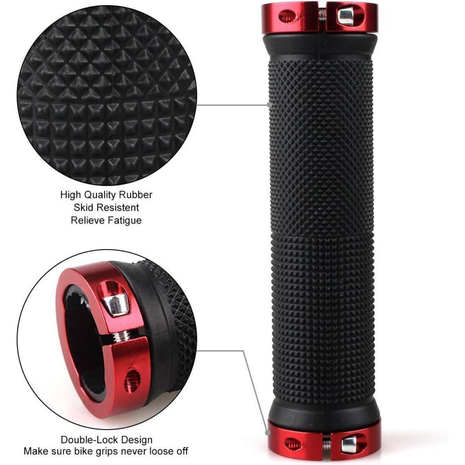 Fahrrad Lenker Griffe rutschfestes Gummi Aluminium Lock Rot