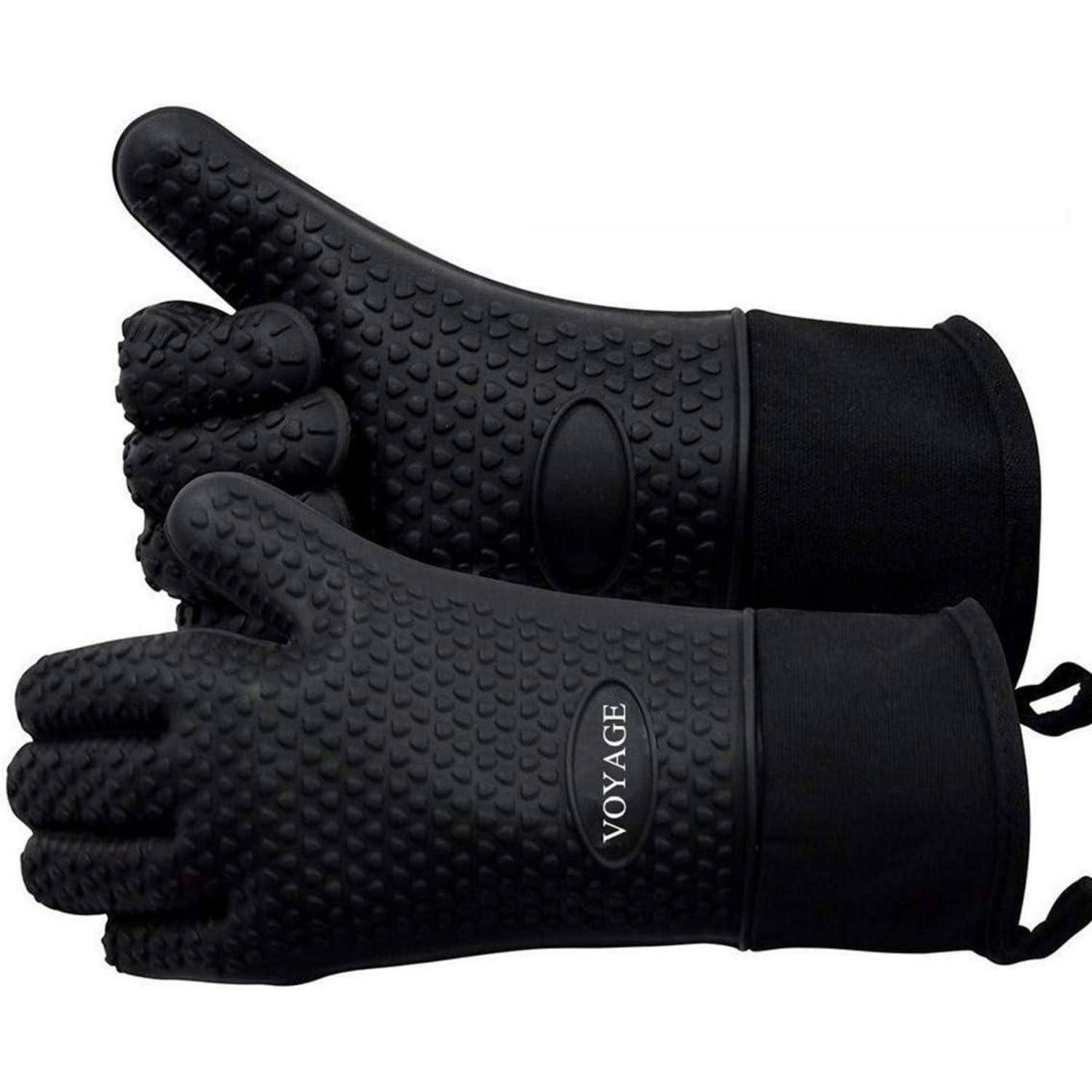 Ofenhandschuhe 2er Set bis 350°C Silikon Hitzebeständig BBQ Handschuhe