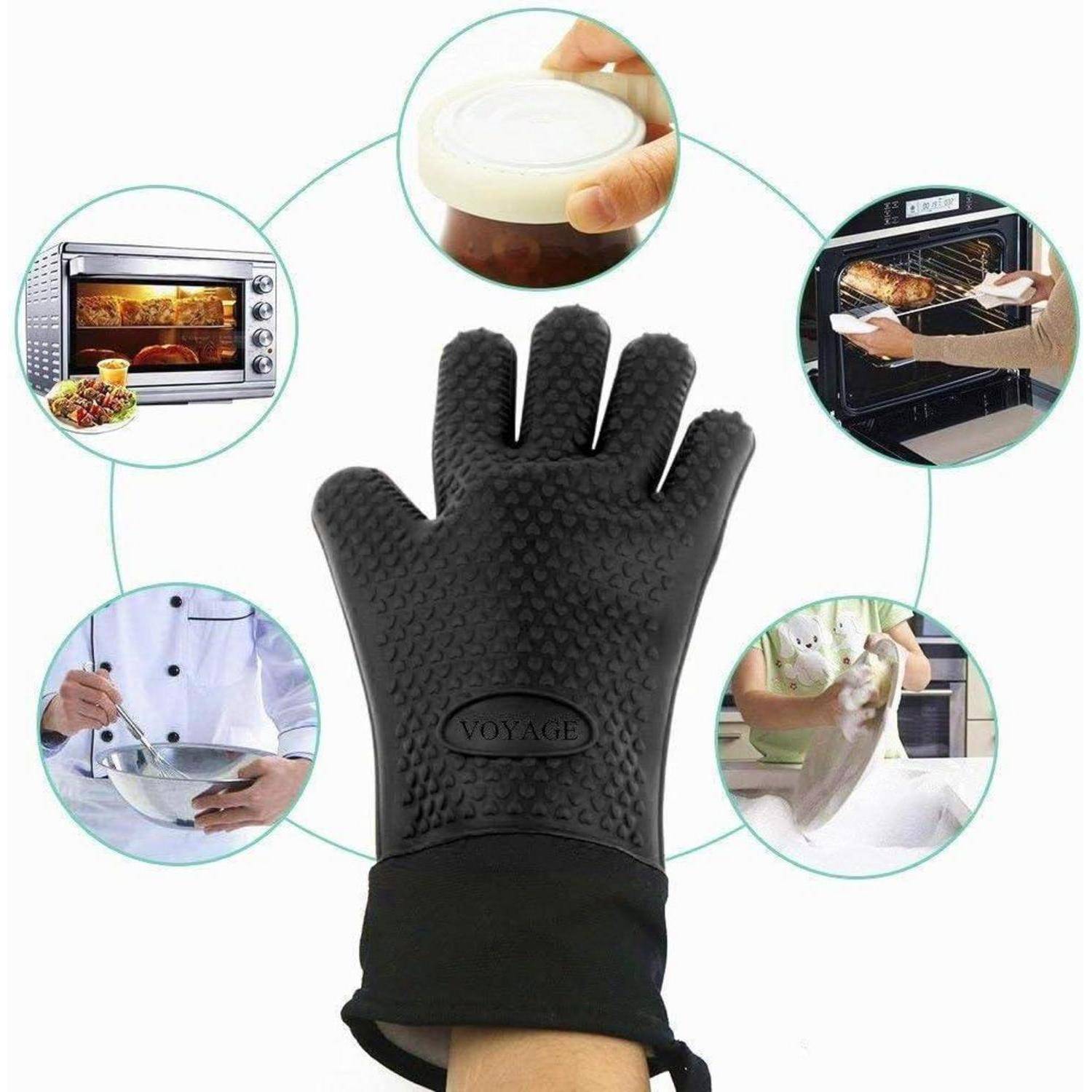Ofenhandschuhe 2er Set bis 350°C Silikon Hitzebeständig BBQ Handschuhe