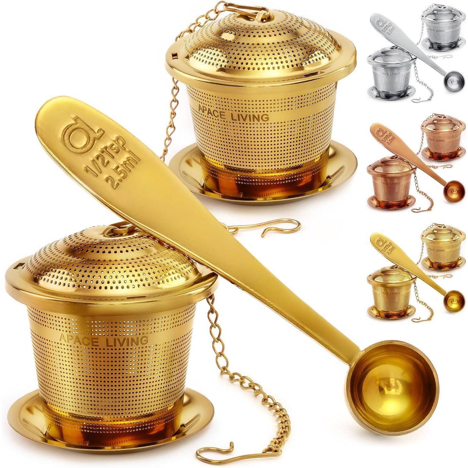 Teesieb Set Teeschaufel Abtropfschale Edelstahl Tee-Ei Teebrüher