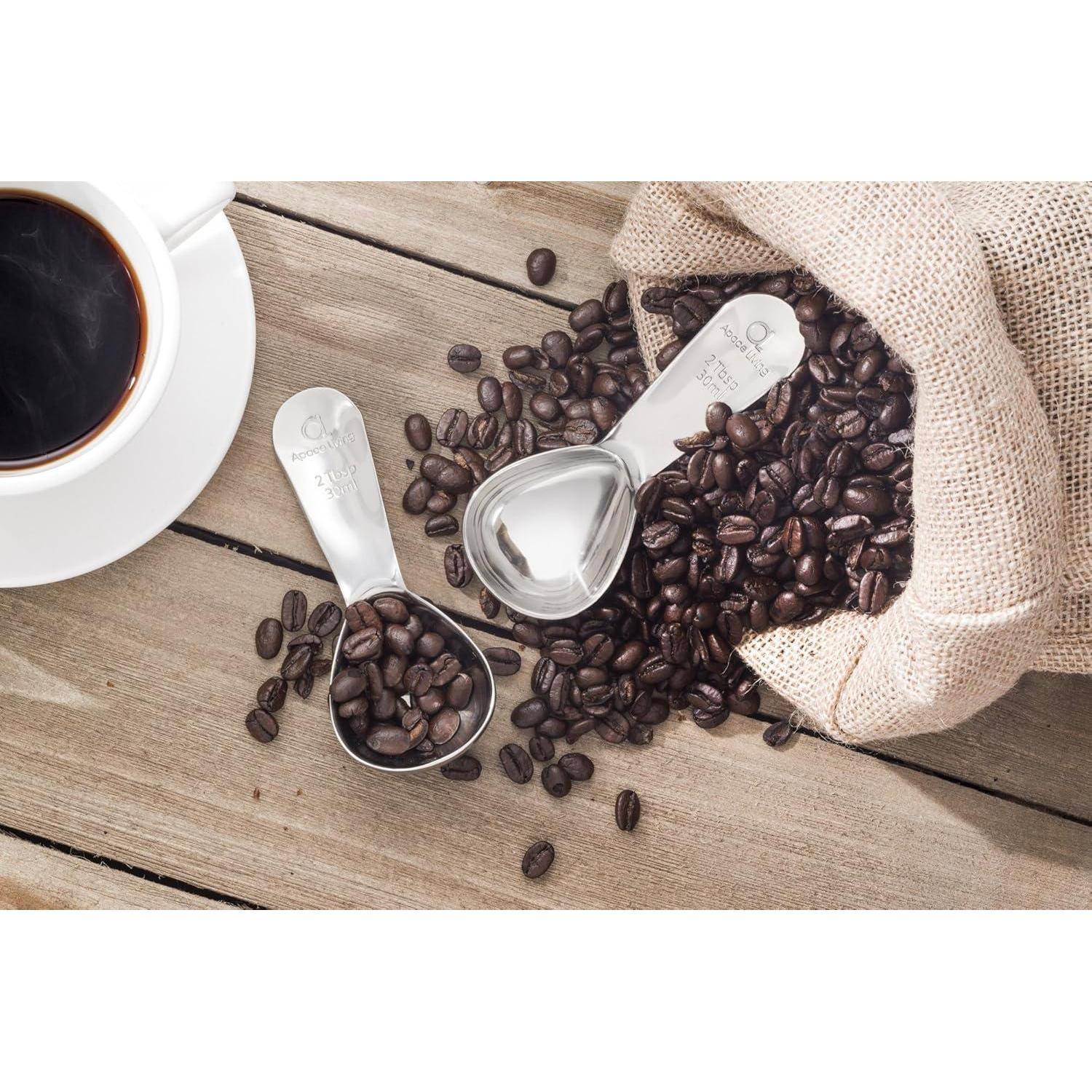 Kaffeedosierlöffel aus Edelstahl 2er Set Silber Schwarz
