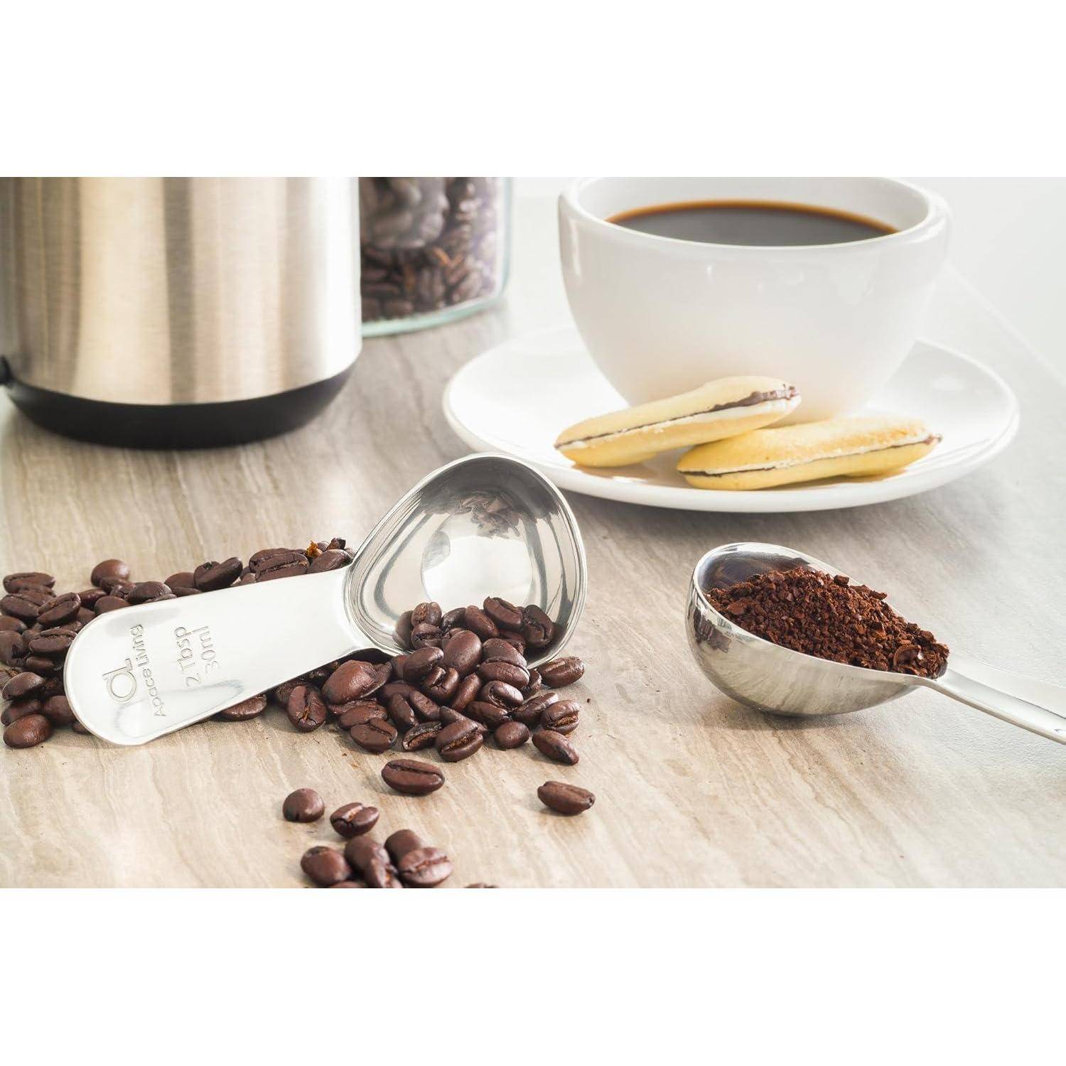 Kaffeedosierlöffel aus Edelstahl 2er Set Silber Schwarz
