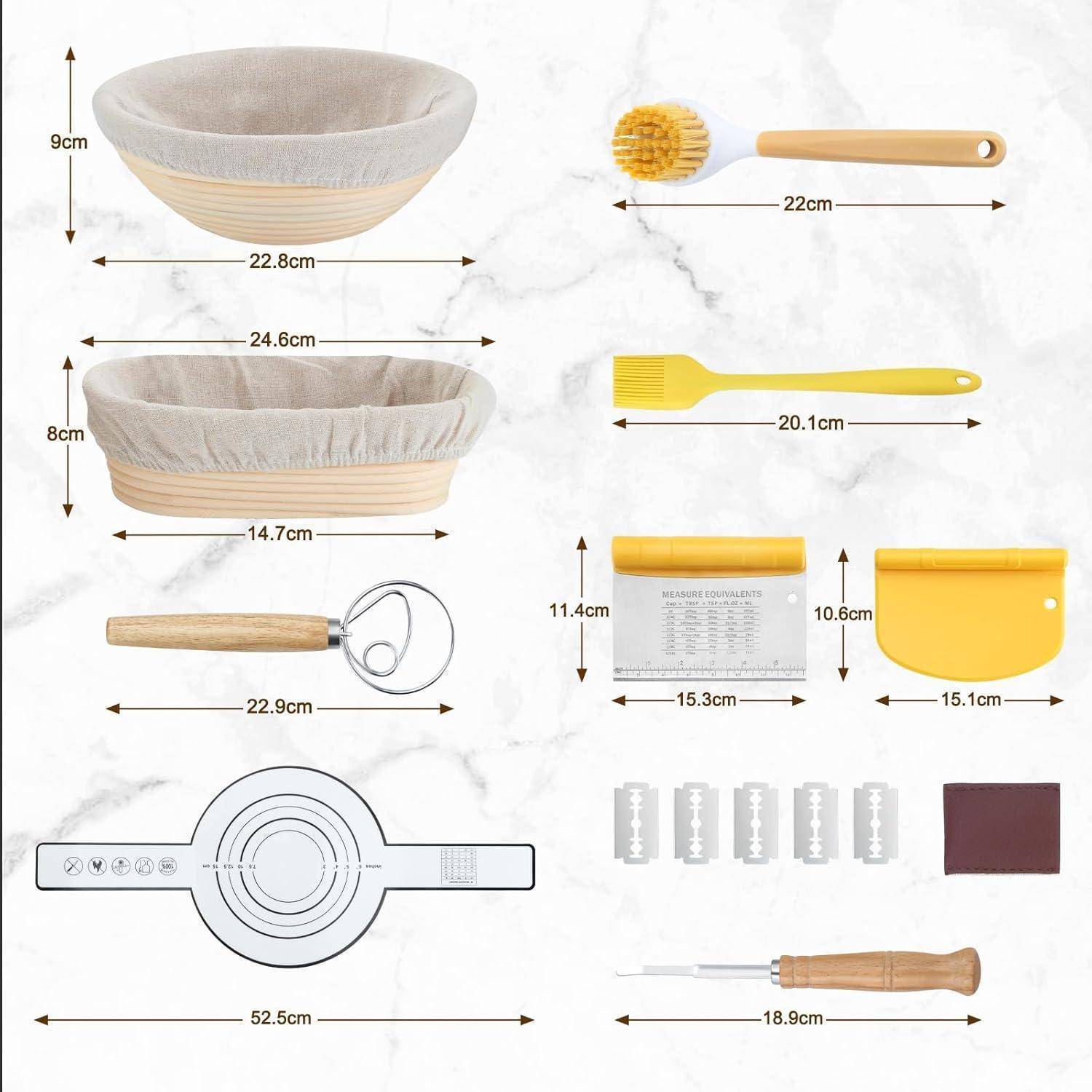 9-teiliges Gärkörbchen-Set Oval und Rund für Brotbacken