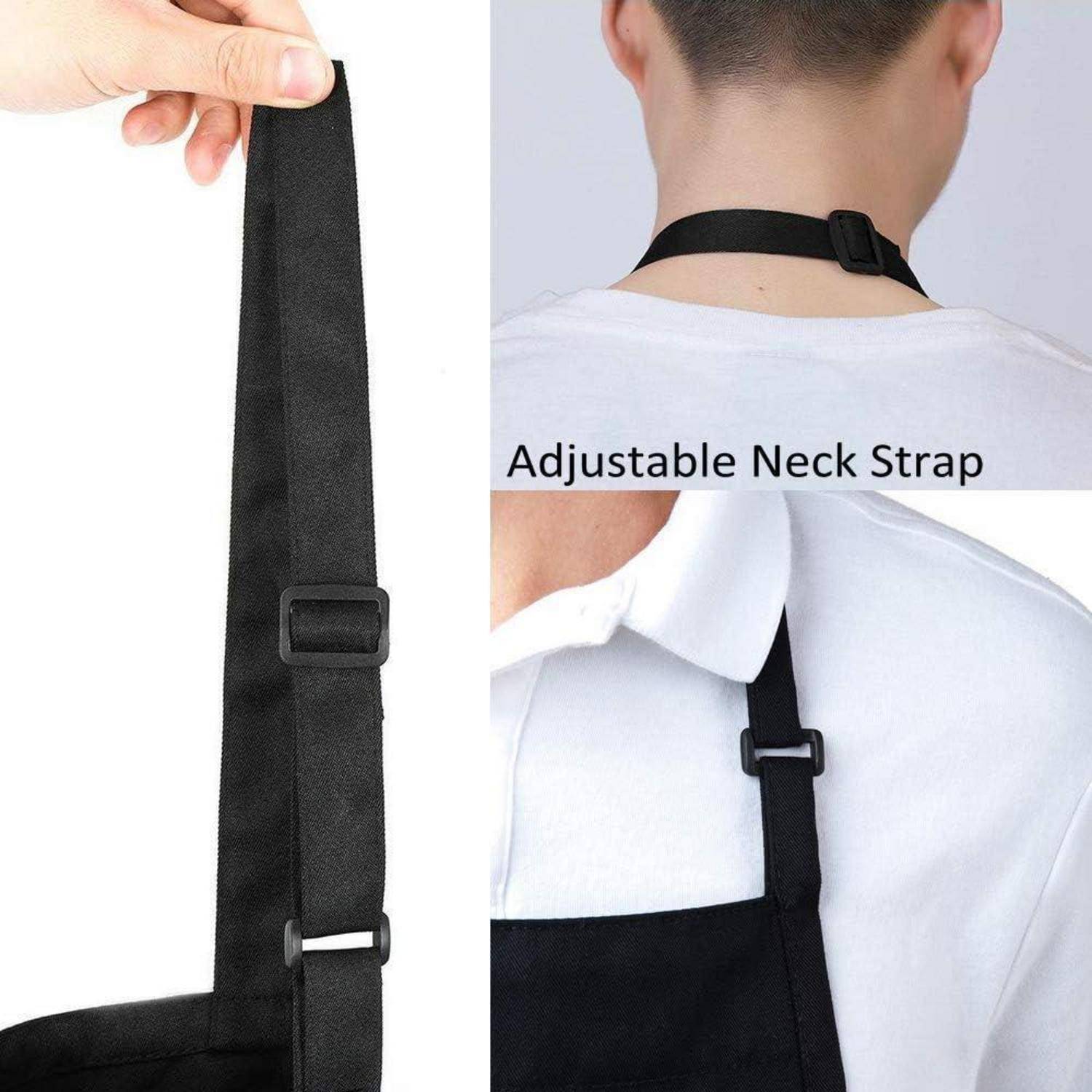 2er Pack Wasserdichte Kochschürzen mit Taschen, Verstellbar - Schwarz