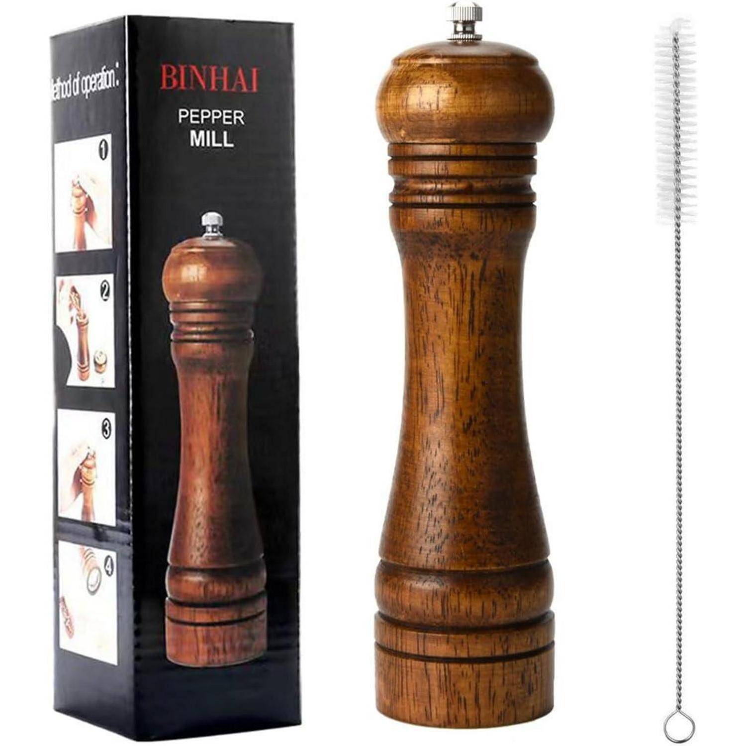 Pfeffermühle Holz Salzmühle Gewürzmühle Keramikmahlwerk 8 Zoll