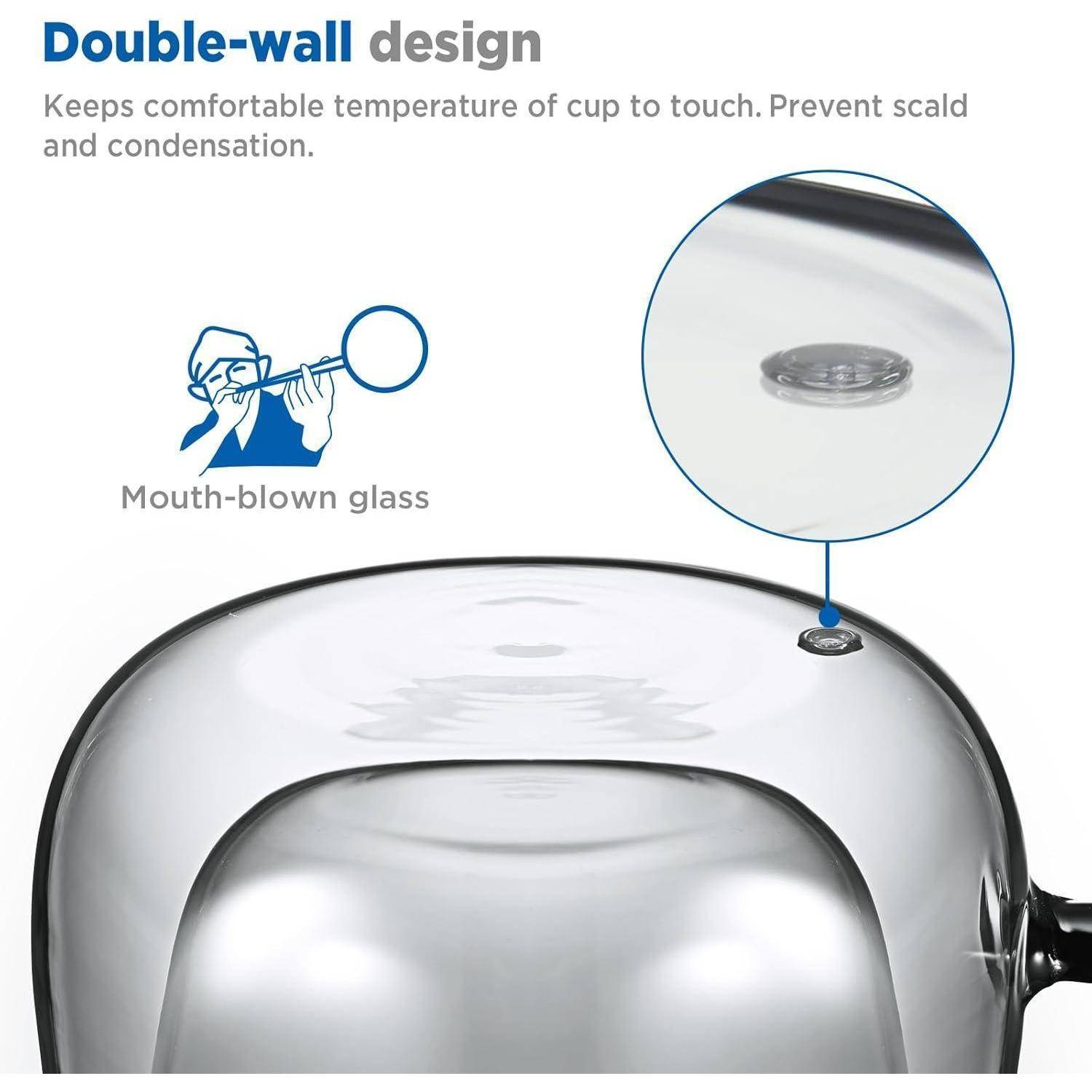 Schwarze Doppelwandige Kaffeegläser 350ml 2er Set Henkel Kaffeeglas