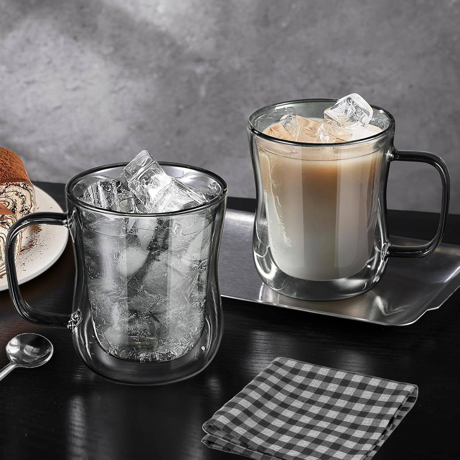 Schwarze Doppelwandige Kaffeegläser 350ml 2er Set Henkel Kaffeeglas