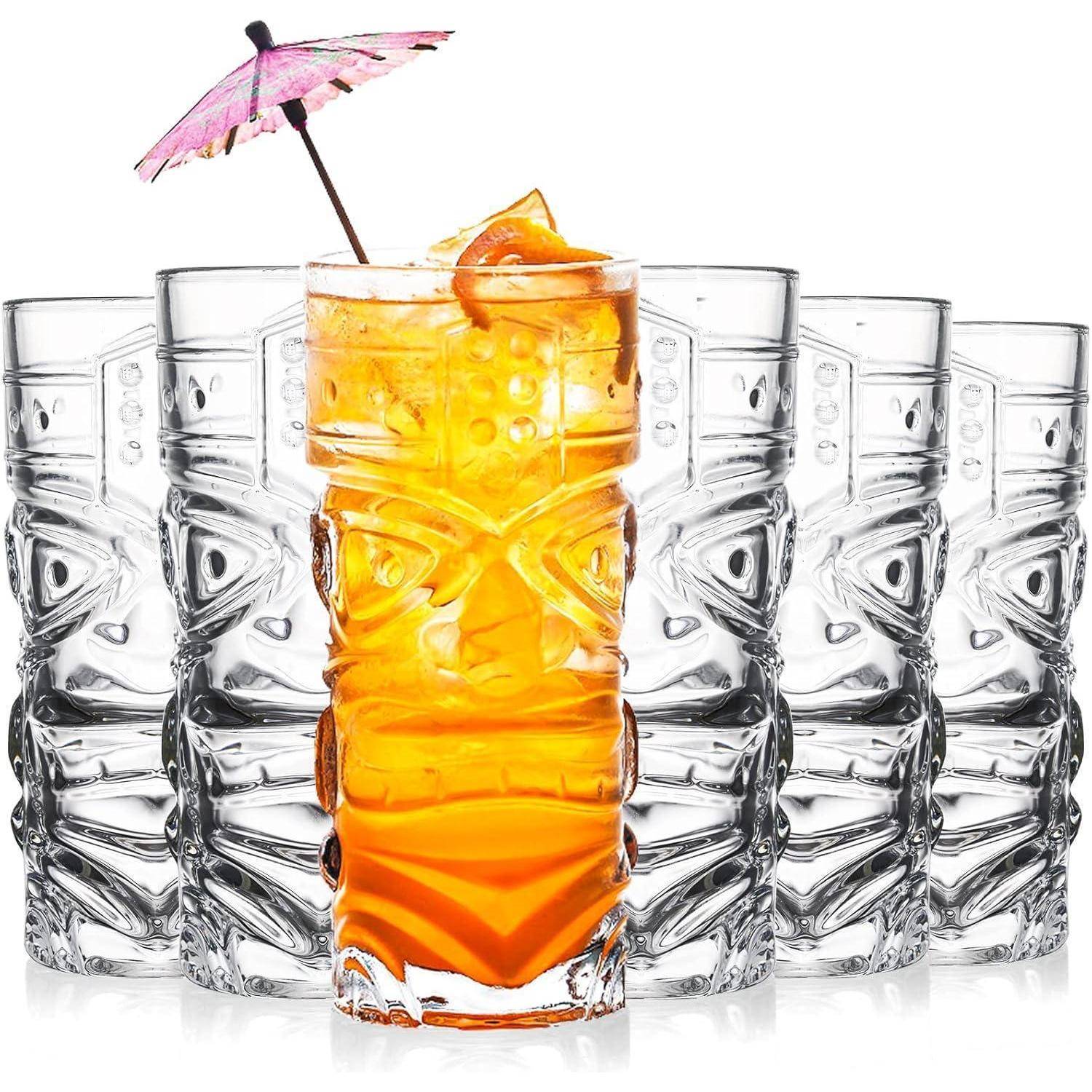 6er Set 400ml Tiki-Gläser für Cocktails, exotische Getränke