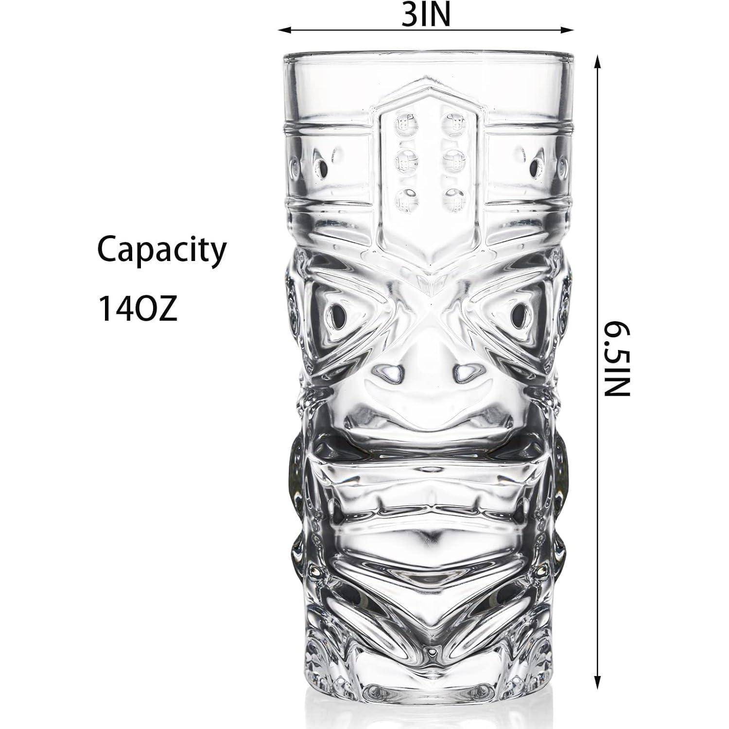 6er Set 400ml Tiki-Gläser für Cocktails, exotische Getränke