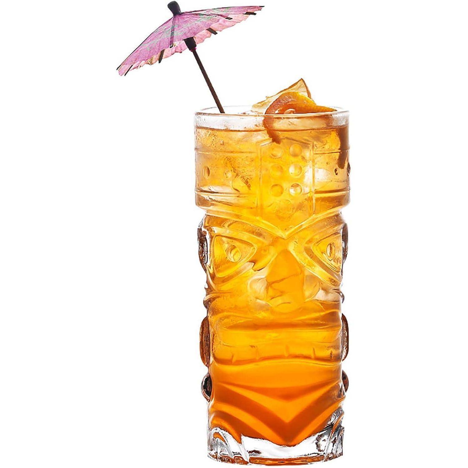 6er Set 400ml Tiki-Gläser für Cocktails, exotische Getränke
