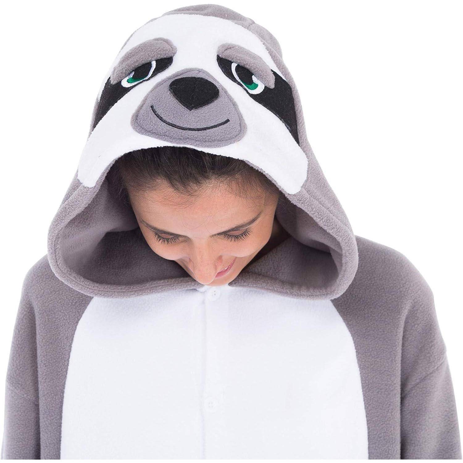 Kostüm Faultier Onesie Jumpsuit Plüsch Unisex Erwachsene M Grau