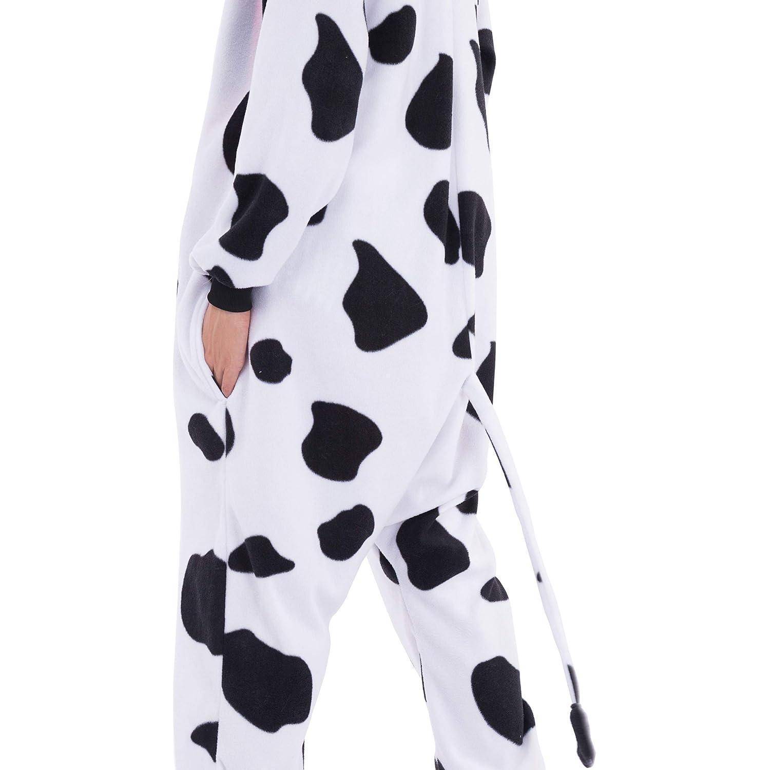Onesie Plüsch Unisex Damen Herren Kuh Kostüm Halloween L Multicolor