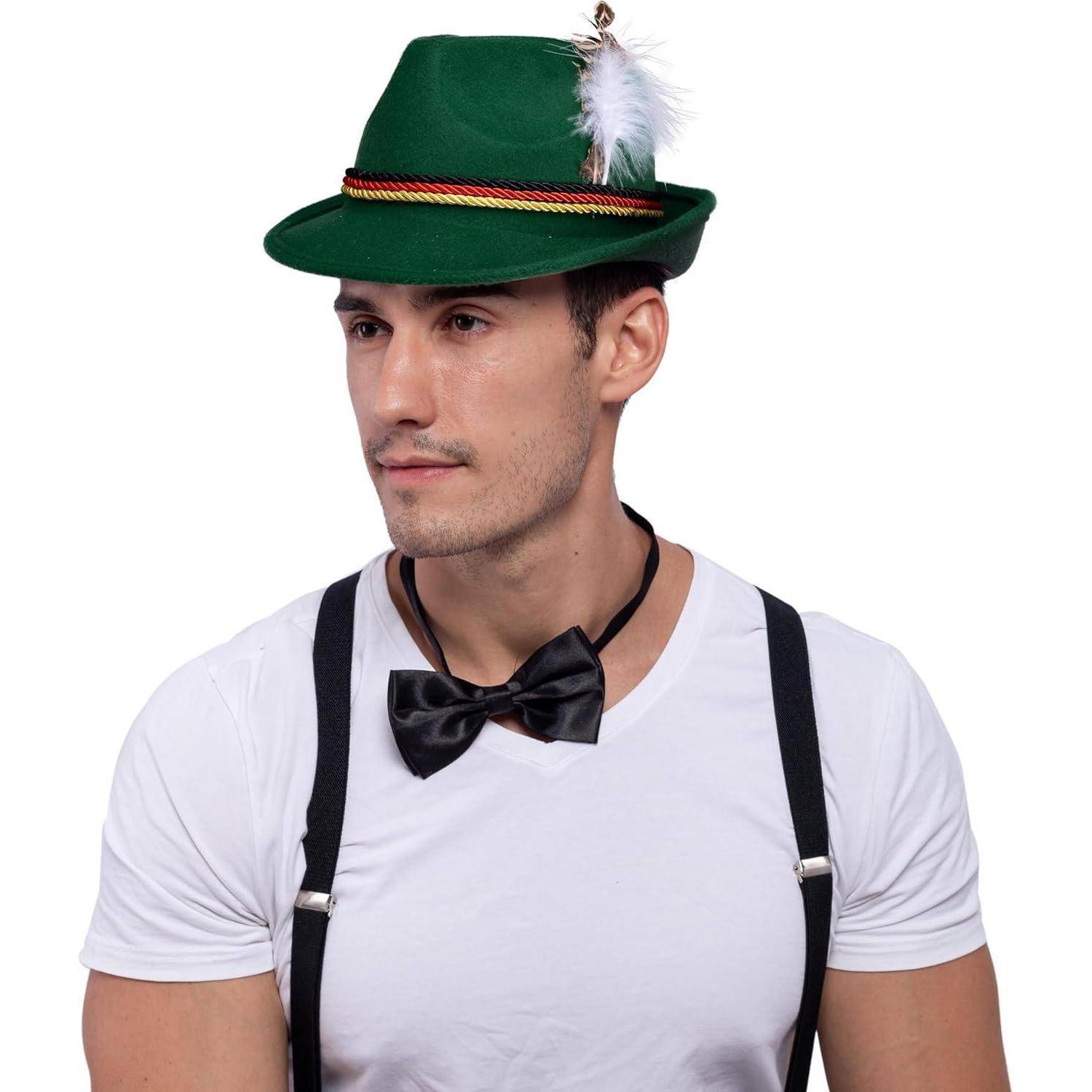 Alpenhut Filzhut Trachtenhut Feder Oktoberfest Cosplay Grey blue